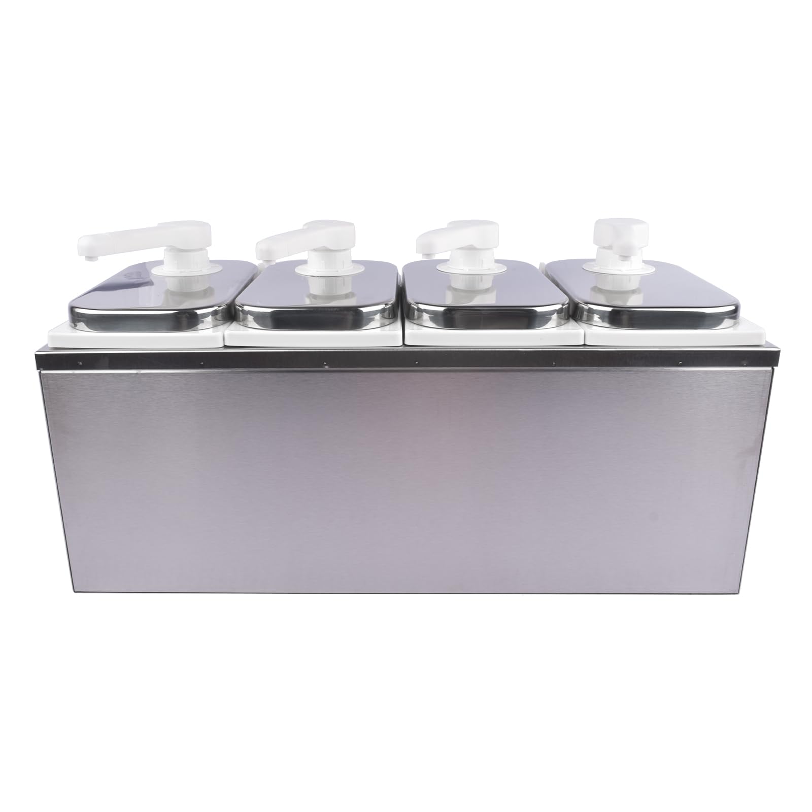 8L Sauce Dispenser Pump with 4 of 2.1 Quart Jars - Commercial Grade Ketchup Pump for Cheese, BBQ Sauce, Syrup & Condiments - Perfect for Restaurants, Cafes & Catering Events