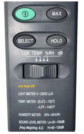 DT-8820 Digital Multifunction Environmental Meter - Sound Level Decibel Meter, Light Lux Meter, Humidity & Temperature Tester for Home, Office, Industrial Use