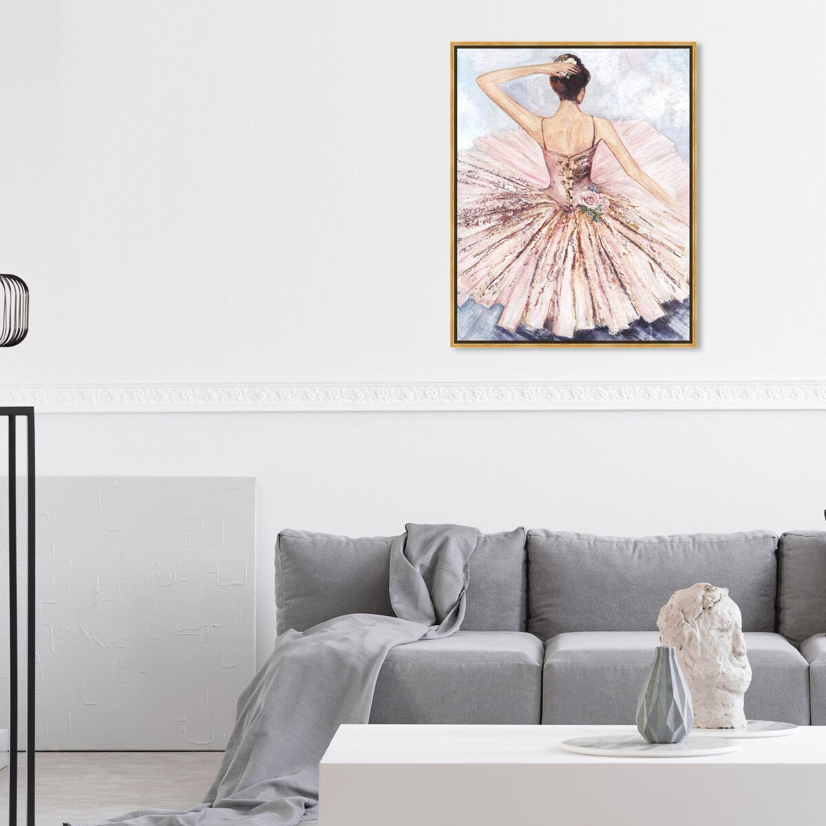 Ballet Dancer Tutu Glam Pink Framed Canvas Wall Art Print - Elegant Roses Inspired by Ballet - Perfect for Living Room, Bedroom & Dance Studio Decor
