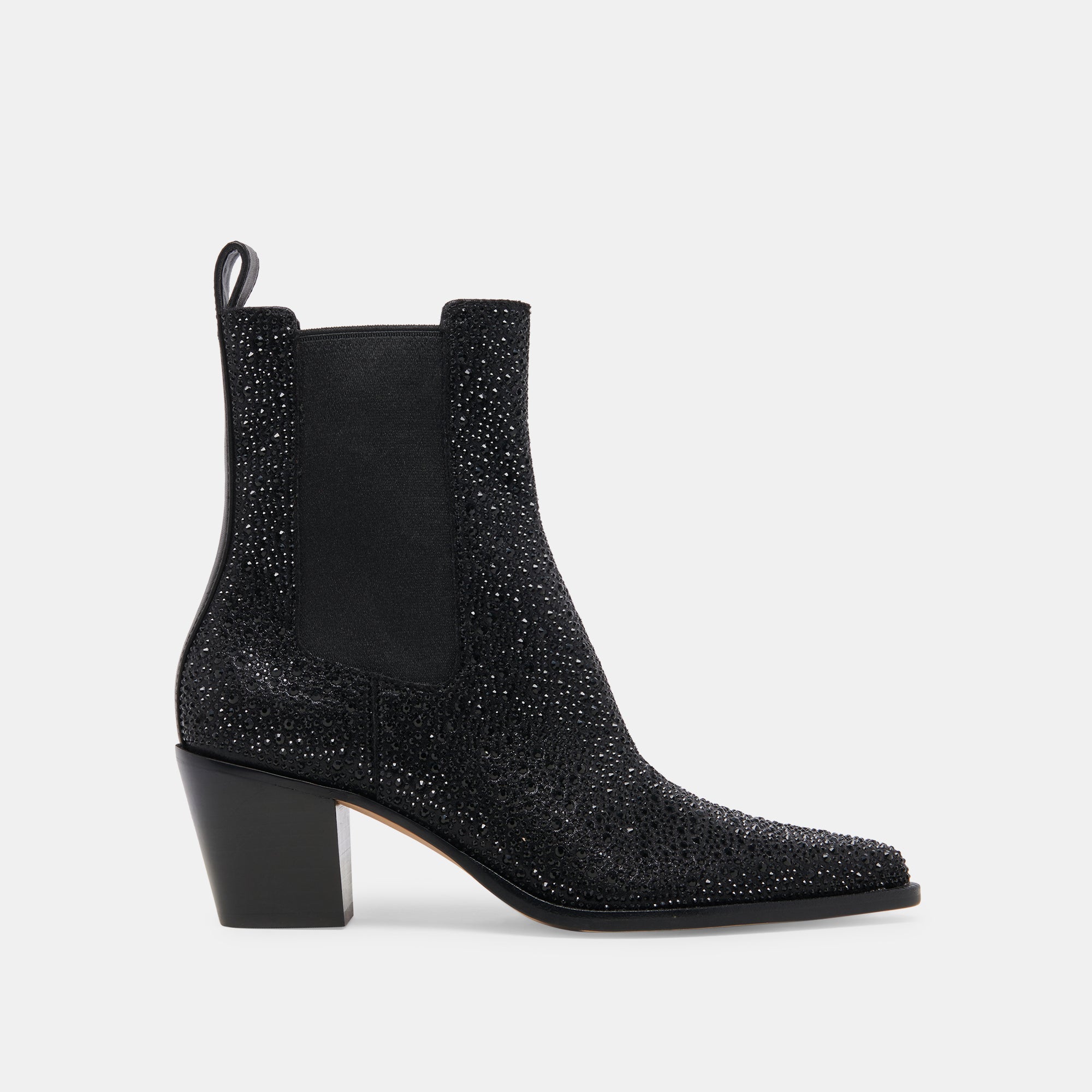 SHADIE Black Metallic Crystal Booties - Women's Fashion Ankle Boots for Party, Evening & Special Occasions