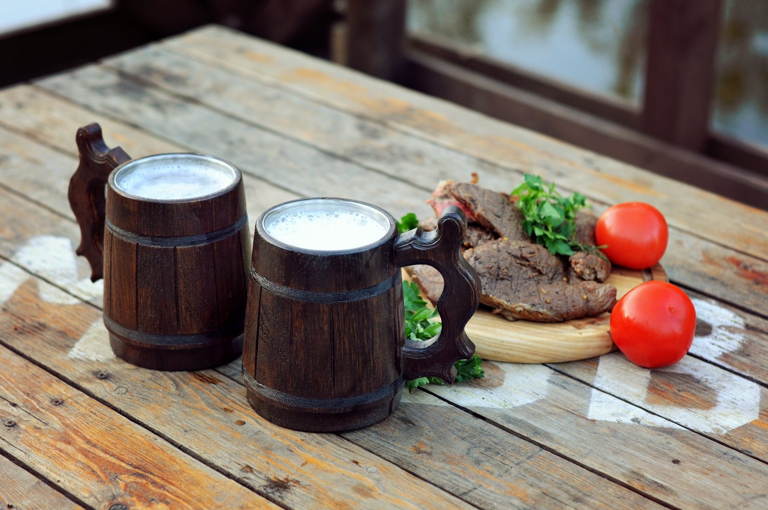 Set of 6 Premium 20oz Beer Mugs - Stainless Steel Tankard & Wooden Beer Stein - Handmade Gifts for Men (Father's Day, Christmas, Birthday) - Retro Brown Design - Perfect for Home Bars, Parties, and Outdoor Gatherings
