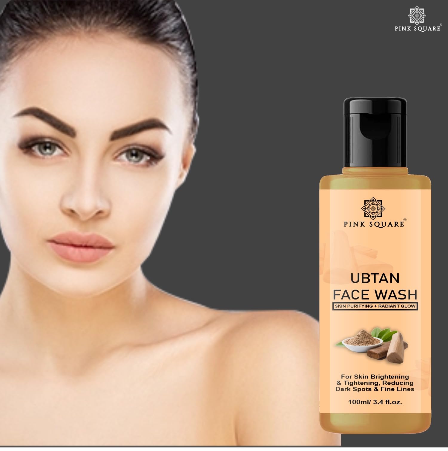 Pink Square Ubtan Face Wash for Tan Removal & Blemish Minimizing - Enriched with Saffron, Turmeric, Chickpea Flour & Walnut Beads - Brightens Complexion & Boosts Natural Glow - 2 Pack (100ML Each) - Perfect for Daily Skincare & Post-Sun Care Routine