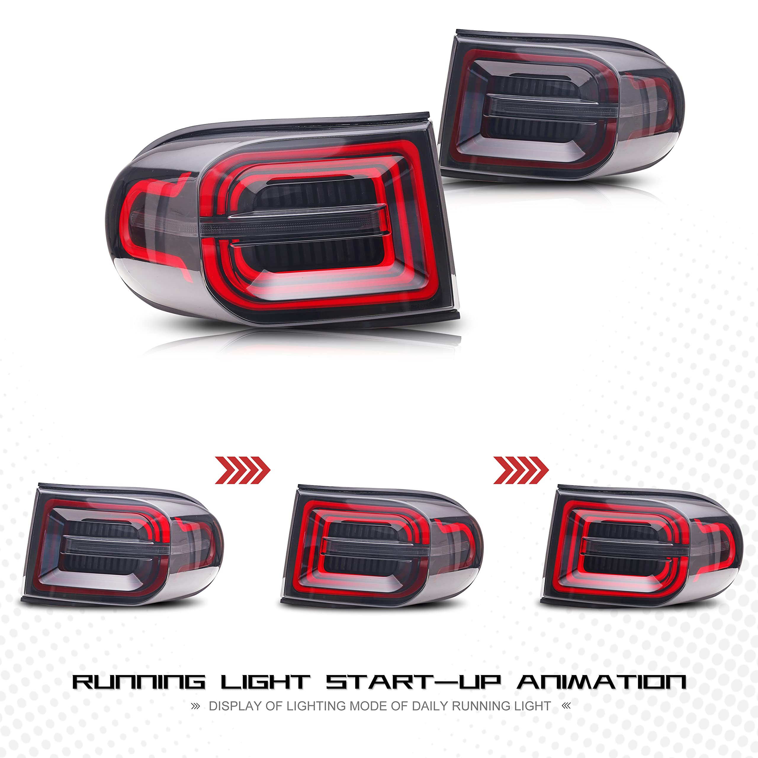2007-2014 Toyota FJ Cruiser LED Tail Lights with Start-up Animation | DRL Sequential Turn Signals | Rear Lamp Assembly | Upgrade for Off-Road & Night Driving Safety