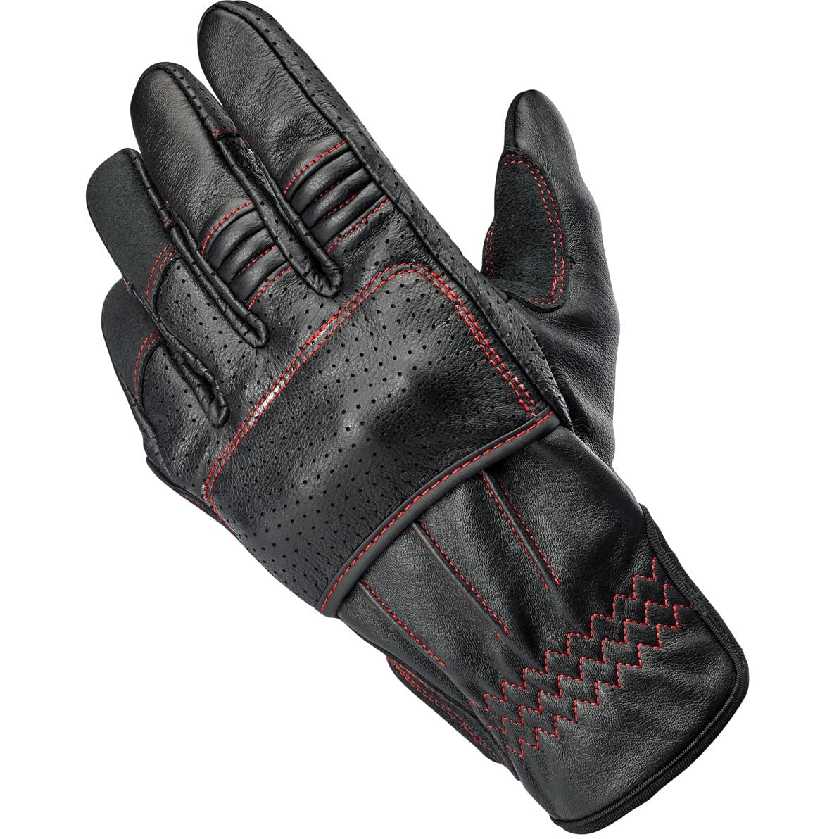 Biltwell Borrego Motorcycle Gloves - CE Certified, Abrasion Resistant, Shock Absorbing, Hard Knuckle Protection (Redline) - Ideal for Street Riding, Cruisers & Adventure Biking