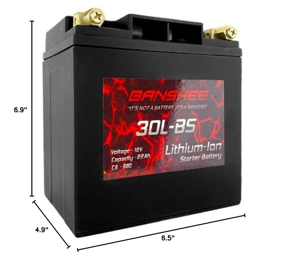 Banshee YTX30L-BS LiFePO4 Motorcycle Battery - Replacement for YIX30L, Compatible with Harley Davidson & Polaris Sportsman ATV - Perfect for Off-Road Adventures and Long Rides