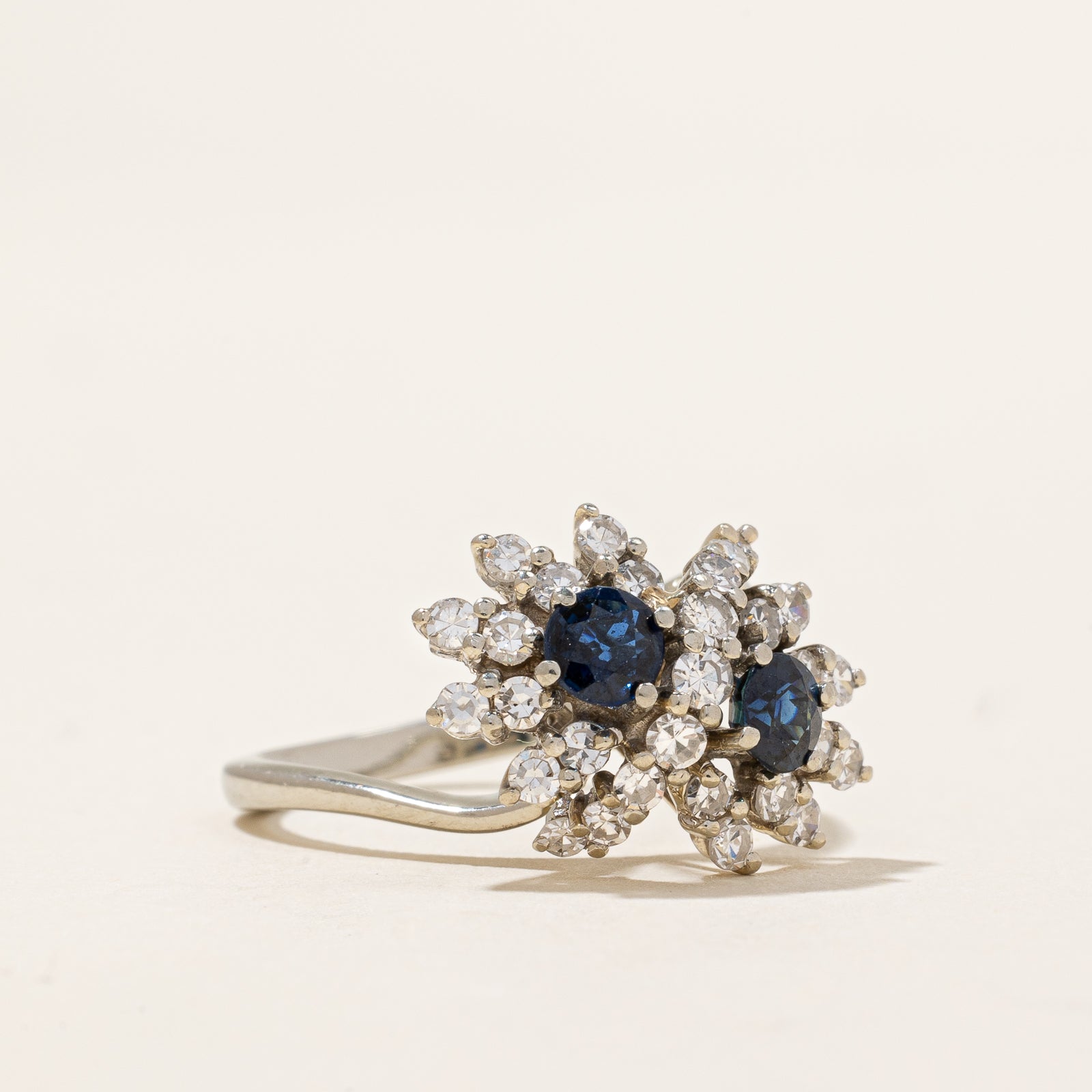 Exquisite Diamond & Sapphire Waterfall Ring - 0.73ctw Total Weight, 0.50ctw Center Stone - Size 6.25 - Elegant Jewelry for Weddings, Anniversaries & Special Occasions