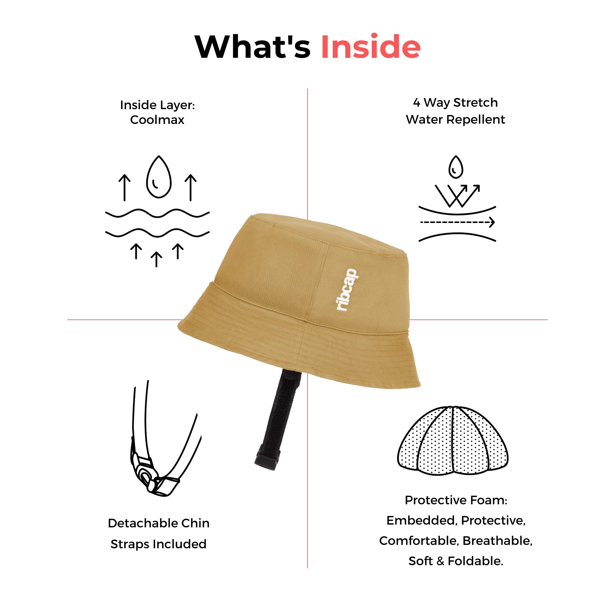 Ribcap Billie Medical Grade Protective Helmet for Epilepsy & Seizures - Soft Fall Protection Helmet in Cream | Stylish & Comfortable Bucket Hat Design | Ideal for Daily Wear, Outdoor Activities & Medical Safety