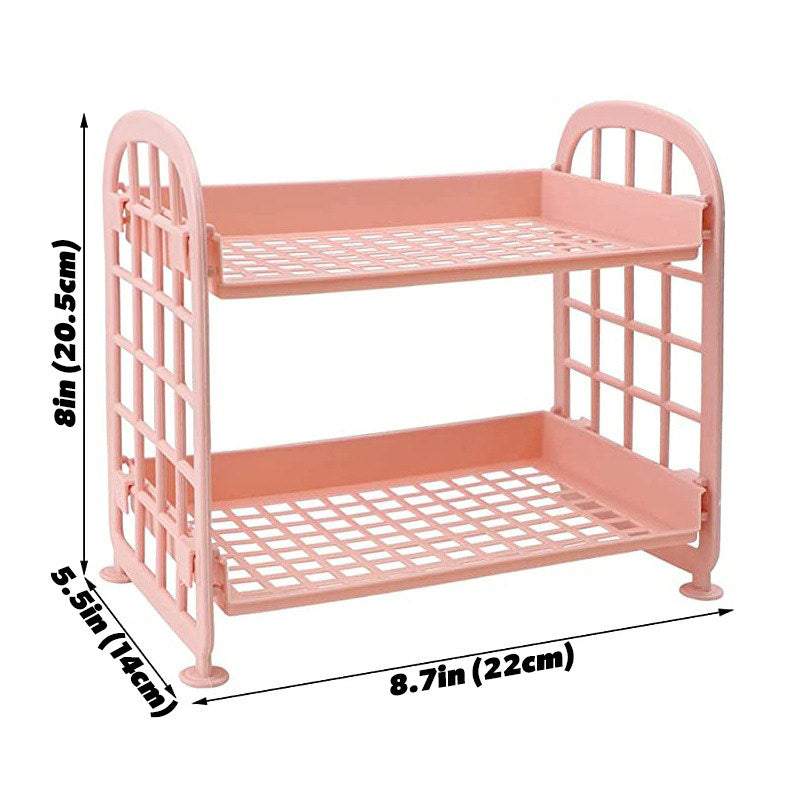 Kawaii Two-Tier Desk Shelf - Stylish and Functional Organizer for Home & Office Workspace