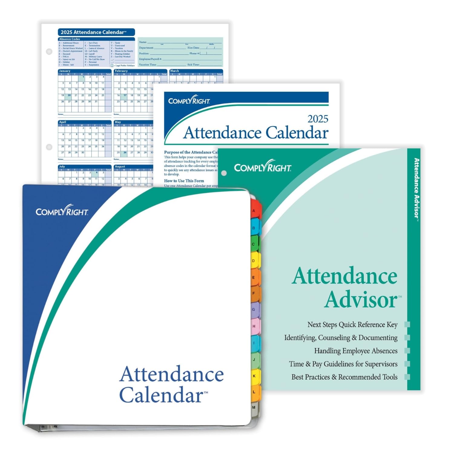 2025 Attendance Calendar Kit - 50 Pack, White | Perfect for Schools, Offices & Event Planning | Track Attendance & Schedules Easily