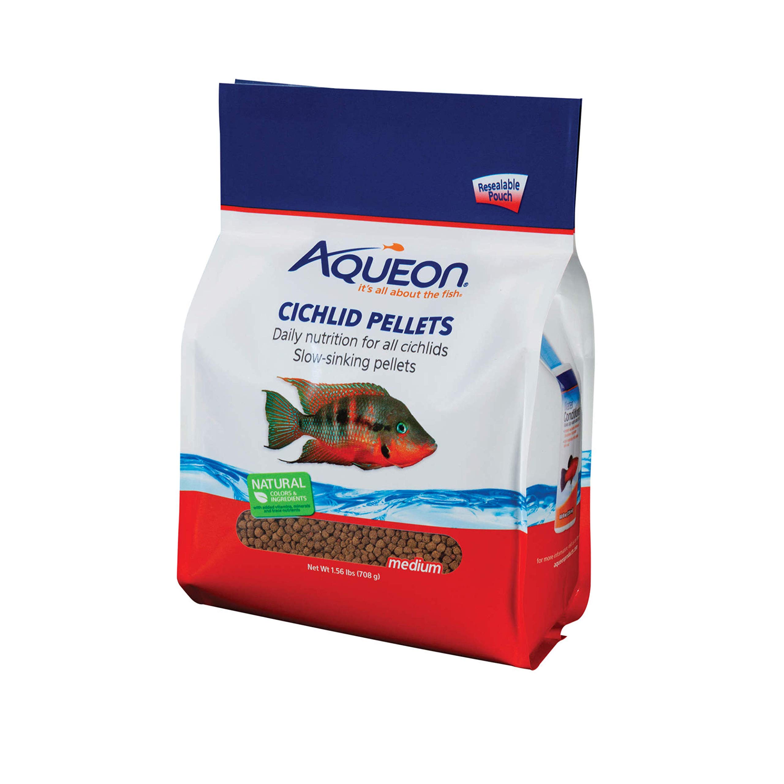 Aqueon Cichlid Slow Sinking Fish Food Pellets - Medium Size 25oz | Tropical & African Cichlid Diet | Ideal for Aquariums & Fish Tanks
