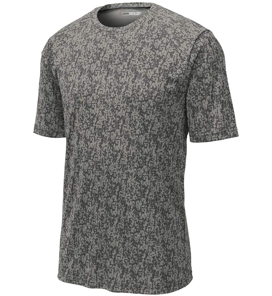 DRIEQUIP Men's Moisture Wicking Digital Camo T-Shirt - Quick Dry, Breathable Fabric - Sizes XS to 4XL - Perfect for Outdoor Activities, Gym & Casual Wear
