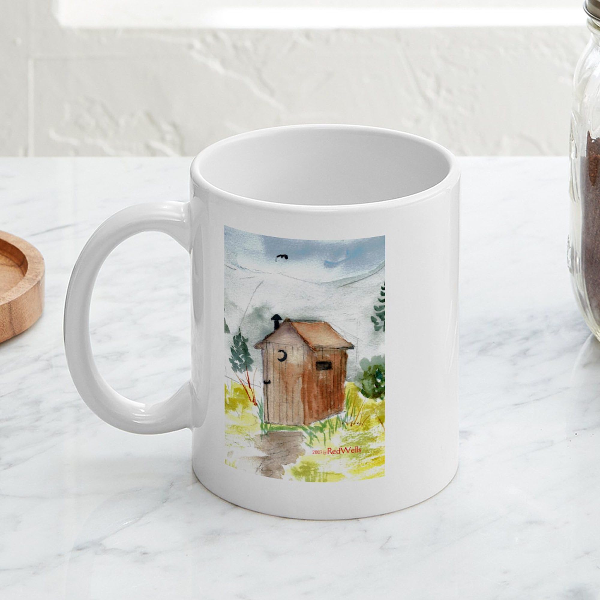 11 oz (325 ml) Ceramic Coffee Mug - Funny Outhouse Design by CafePress - Perfect for Camping, Gifts & Humor Lovers