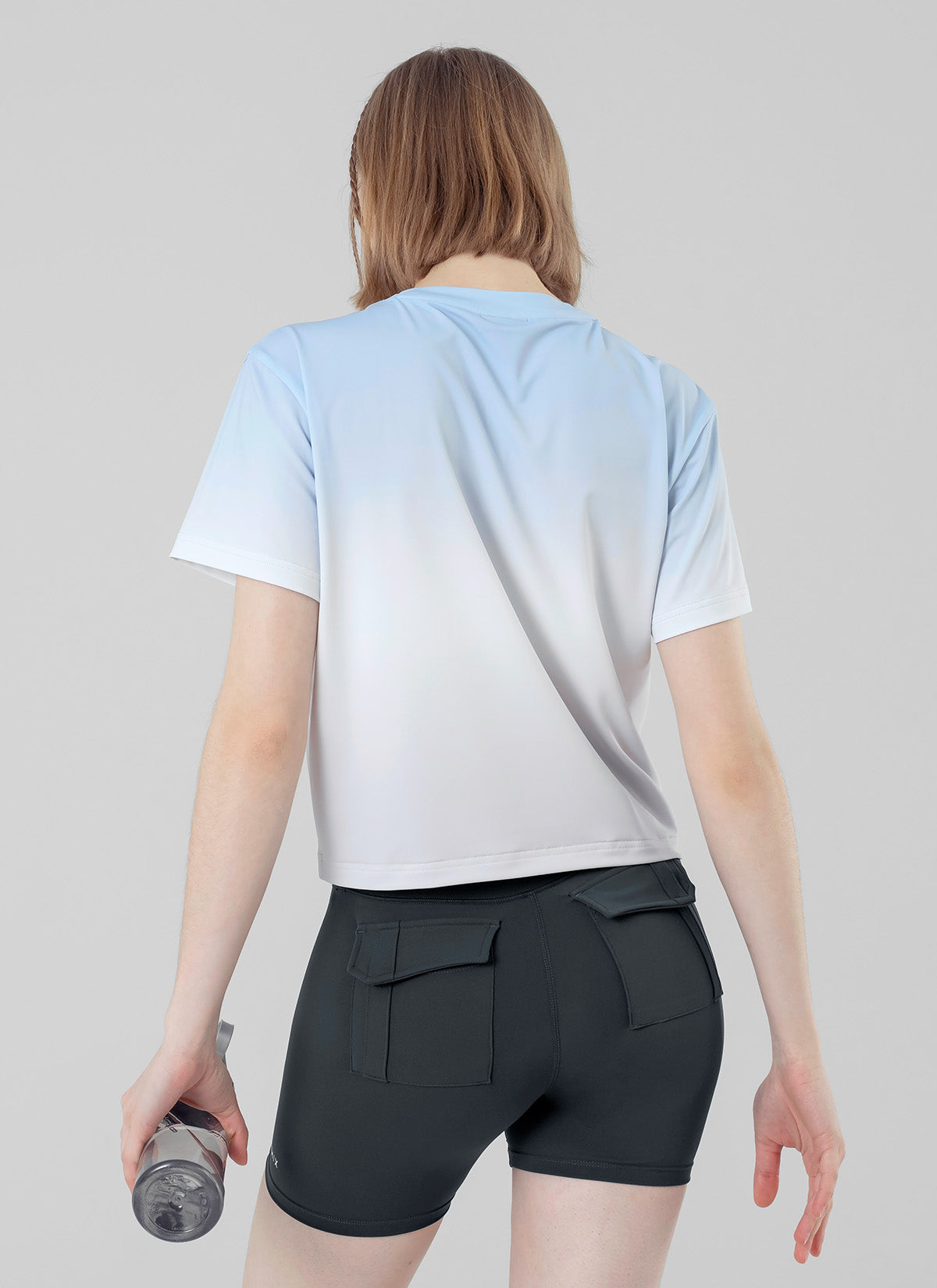 Stylish Ice Feather Ombre Crop Short Sleeve Top for Women | Trendy Summer Fashion | Perfect for Beach Outings, Music Festivals & Casual Wear