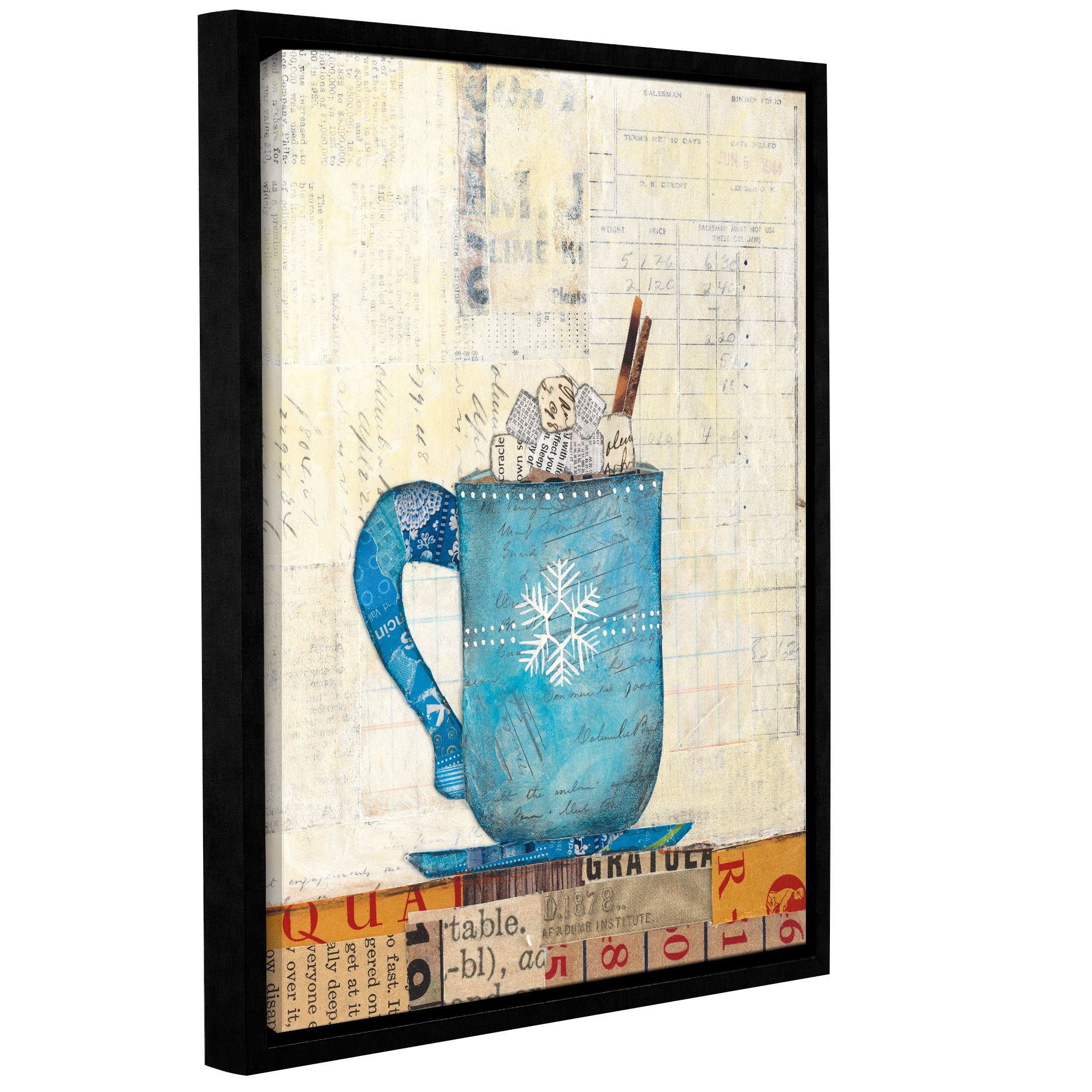 Courtney Prahl 'Cozy Cups I' Gallery Wrapped Floater-Framed Canvas Art Print 36x48 Inches - Perfect for Living Room, Bedroom & Office Wall Decor