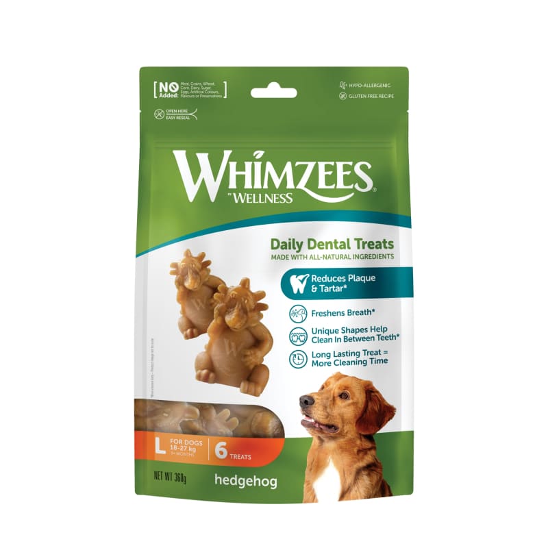 Whimzees Hedgehog Large Natural Grain-Free Dog Dental Chews - 360g for Teeth Cleaning & Fresh Breath - Perfect for Medium to Large Dogs