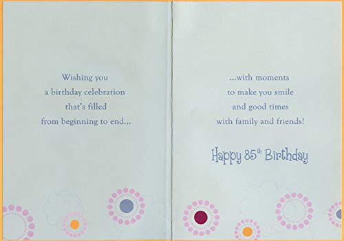 Elegant Blue and Green Die-Cut Window 85th Birthday Card for Milestone Celebrations, Perfect for Anniversaries and Special Occasions