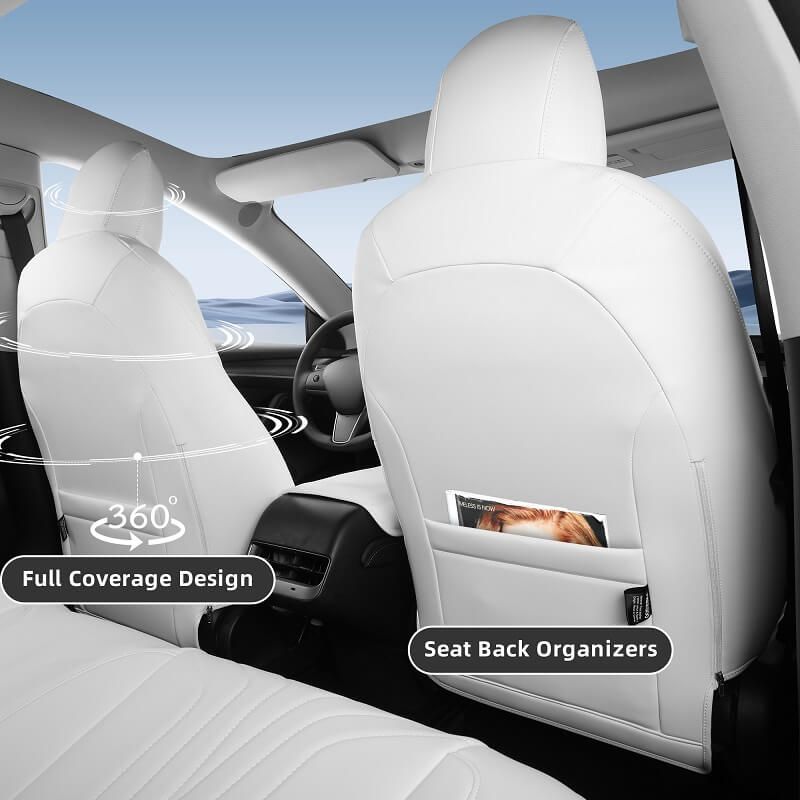 Premium Tesla Model Y Nappa Leather Seat Covers - Waterproof & Custom Fit for Enhanced Comfort & Protection - Perfect for Road Trips & Daily Commutes