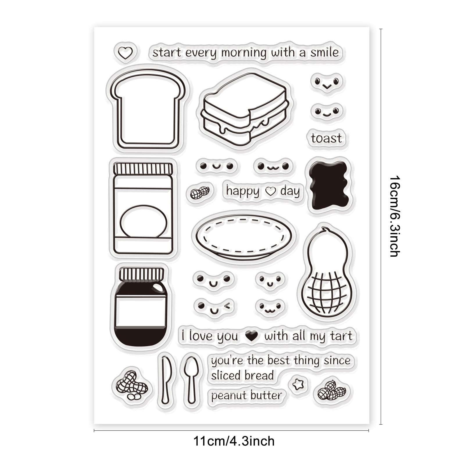 Globleland Clear Peanut Butter Bread Silicone Stamps for DIY Scrapbooking, Card Making & Photo Albums - Perfect for Birthday, Easter, Valentine's Day Crafts & Paper Decorations