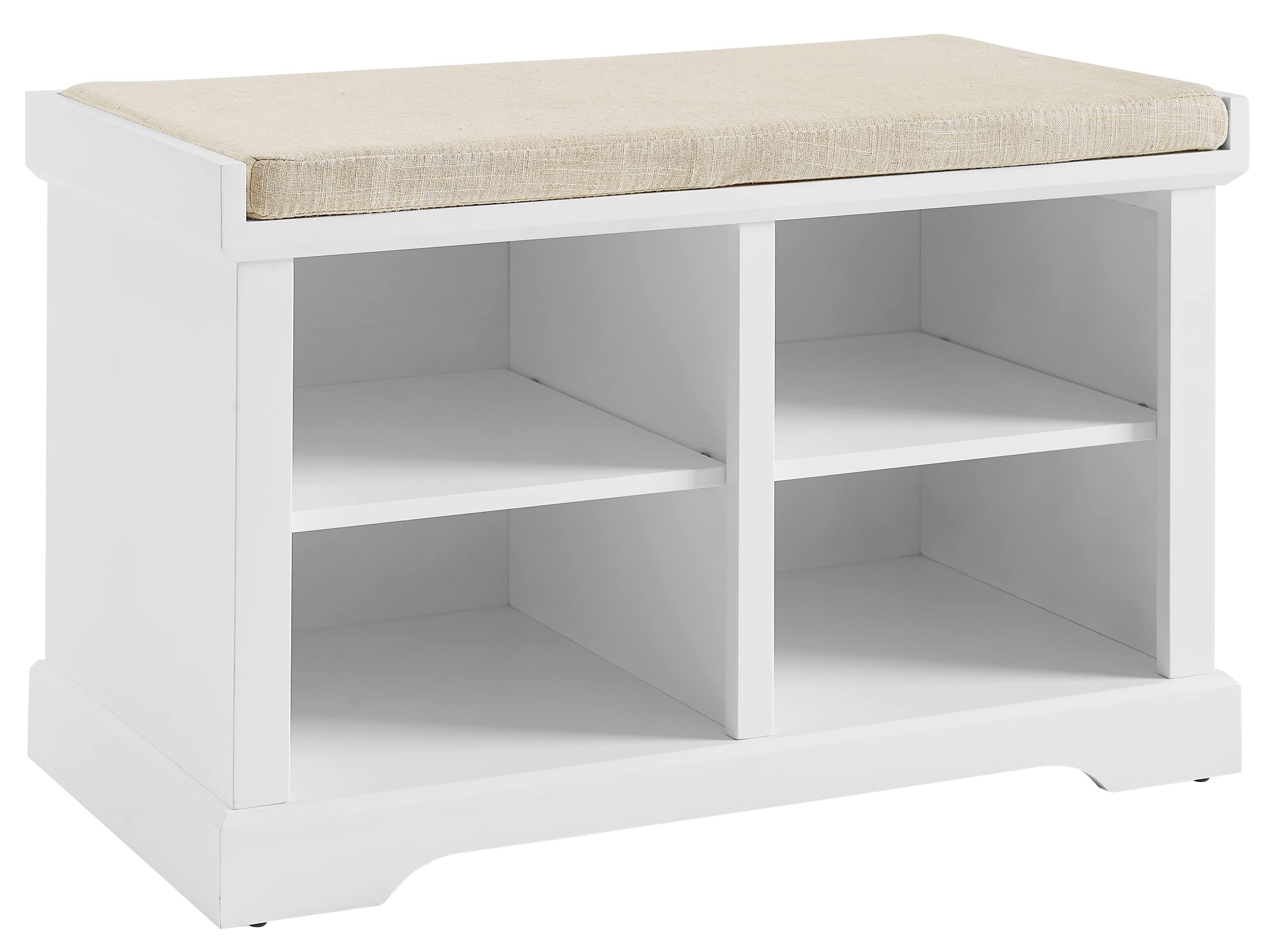Crosley Anderson White Entryway Storage Bench with Shoe Rack & Organizer Shelves - Perfect for Small Spaces, Hallway Organization & Shoe Storage