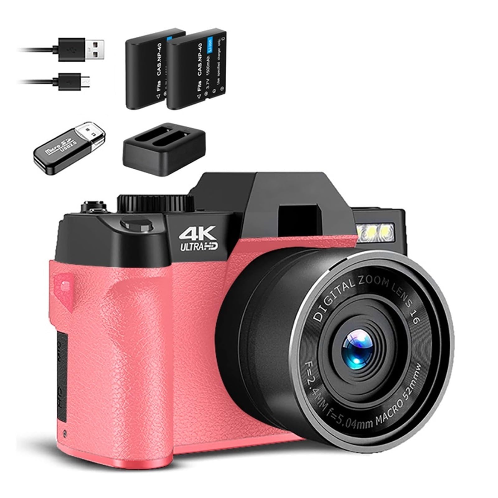 4K 48MP Digital Video Camera with 180° Flip Screen & 16X Zoom - Perfect for Vlogging, YouTube, Travel & Family Photography (Includes 32GB SD Card)