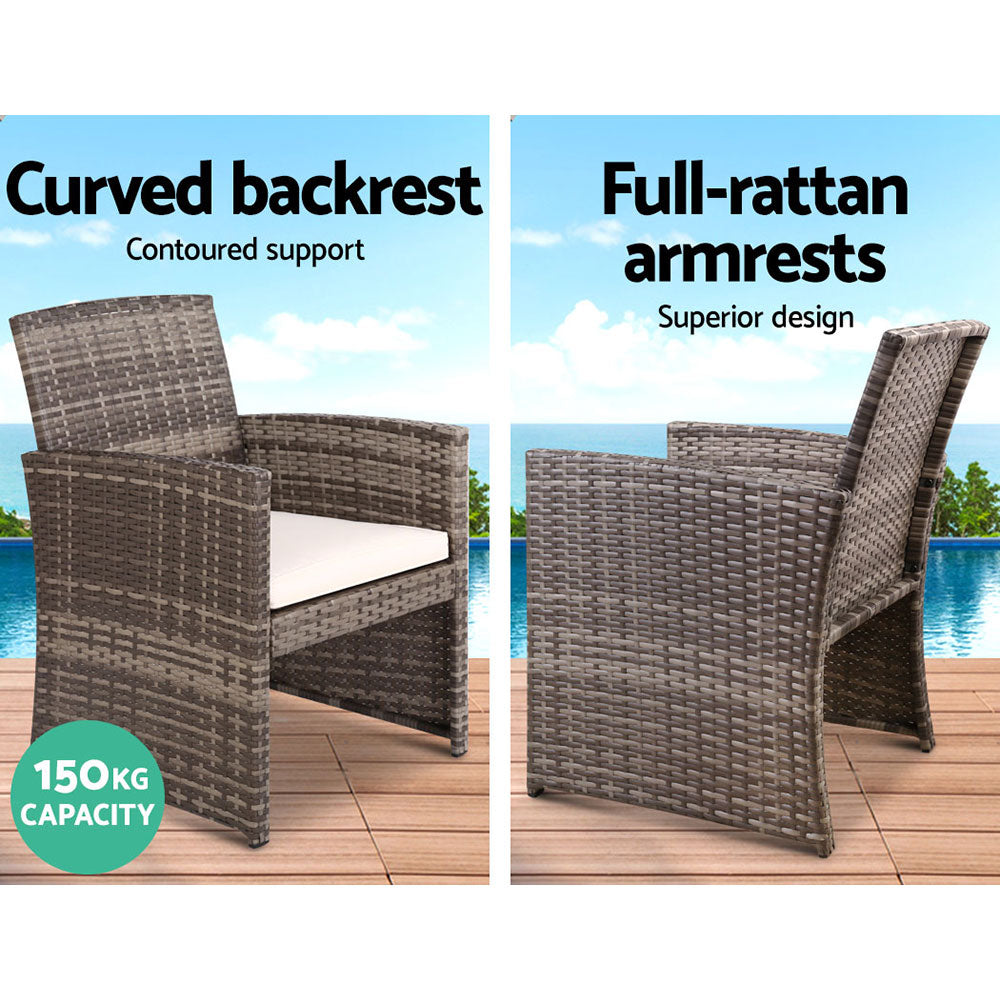 4-Piece Outdoor Rattan Sofa Set with Storage Cover - Waterproof Grey Patio Furniture for Garden, Backyard, and Poolside Relaxation