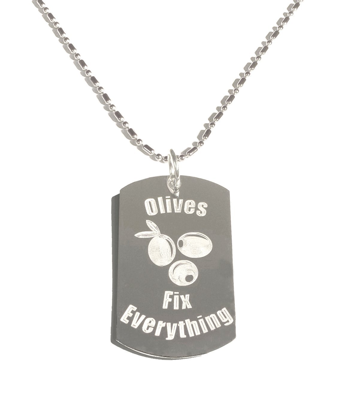 Shark Hat & Olive Dog Tag Necklace - Military Style Luggage Chain Pendant for Men & Women | Perfect for Travel, Outdoor Adventures & Casual Wear