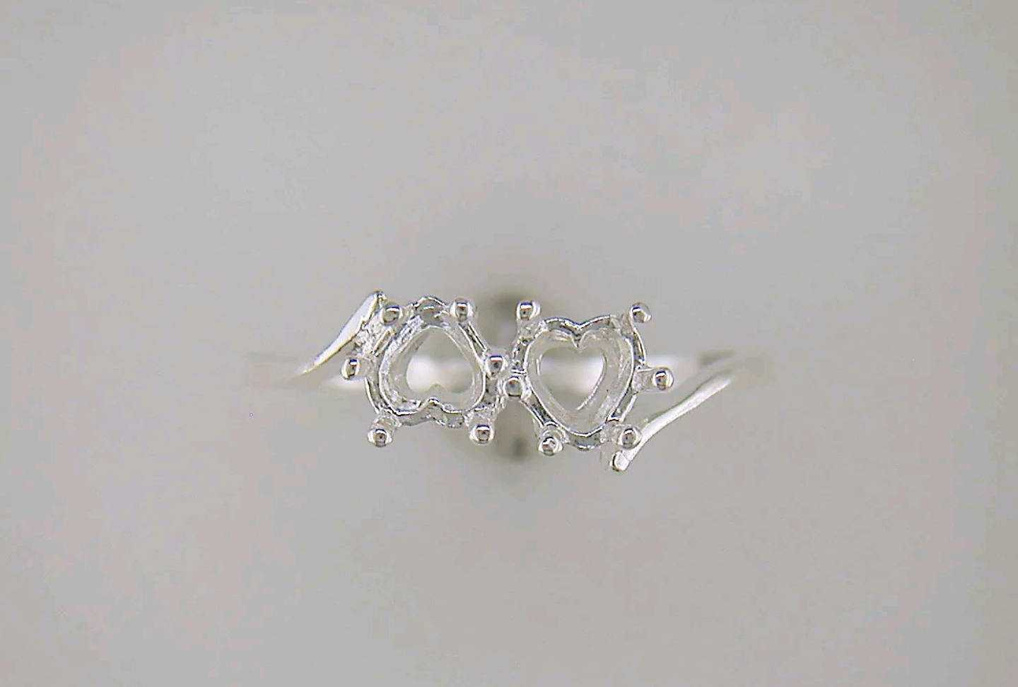 5mm Heart Cut Double Stone Pre-Notched Blank Ring - Solid Sterling Silver or 14kt Gold - Size 7 Shank Setting (163633/143633) - Perfect for Engagement, Wedding, Anniversary & Valentine's Day Gifts