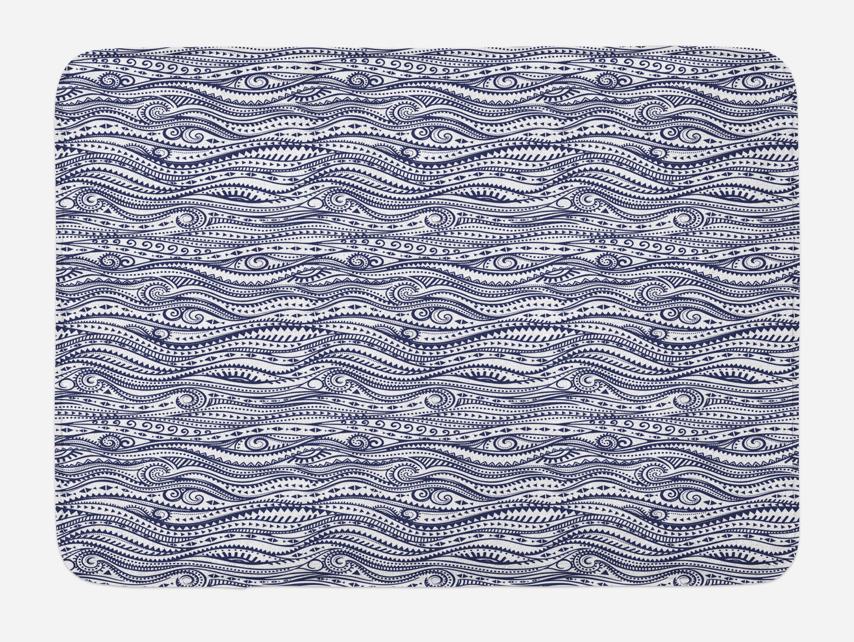 Ambesonne Non-Slip Tribal Bath Mat - Vintage Wavy Lines & Triangle Folk Print - Plush Bathroom Decor Mat 30