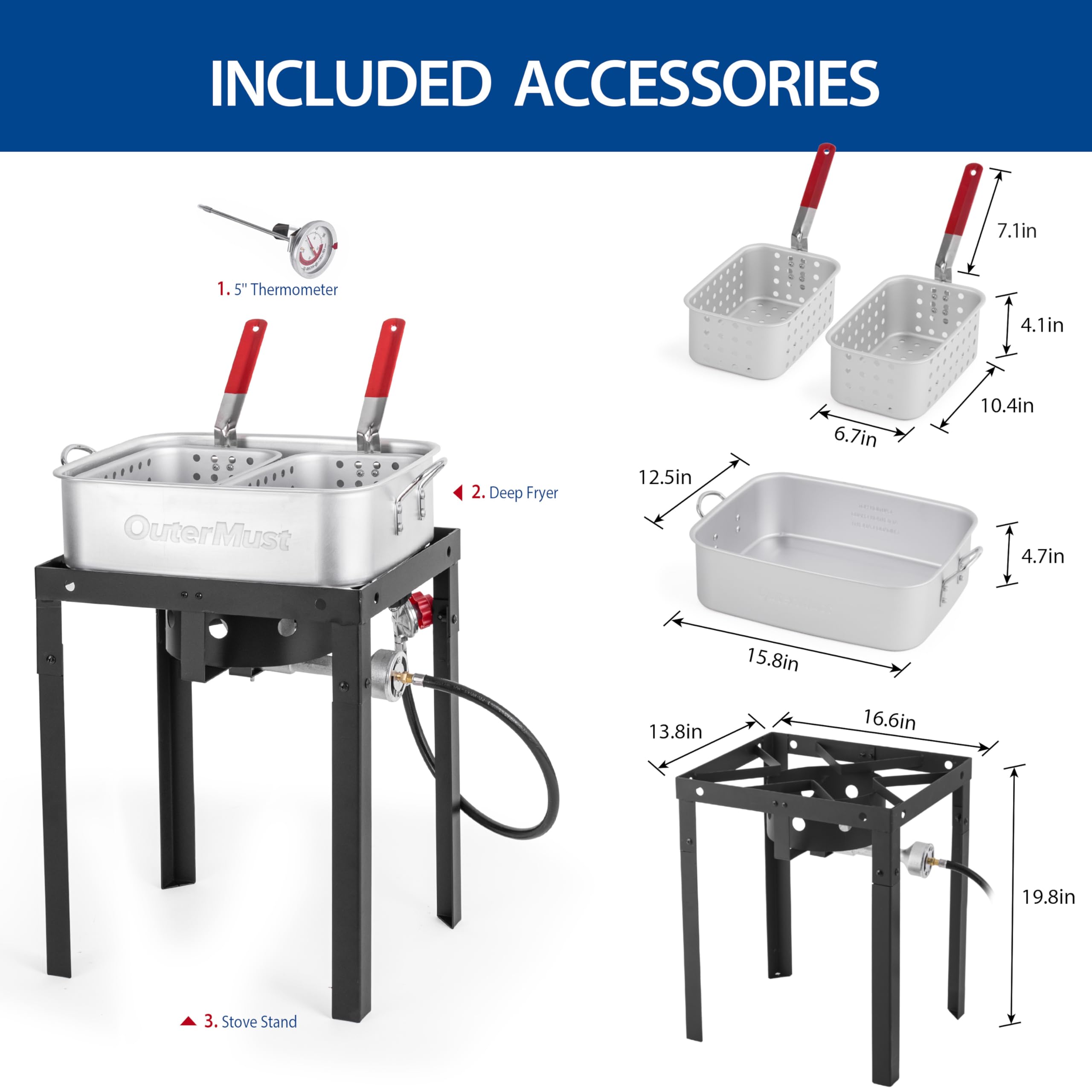 58,000 BTU Outdoor Fryer with Basket - 18 Quart Commercial Deep Fryer for Fish, Chicken Wings, French Fries - Perfect for Backyard BBQs, Camping & Outdoor Cooking