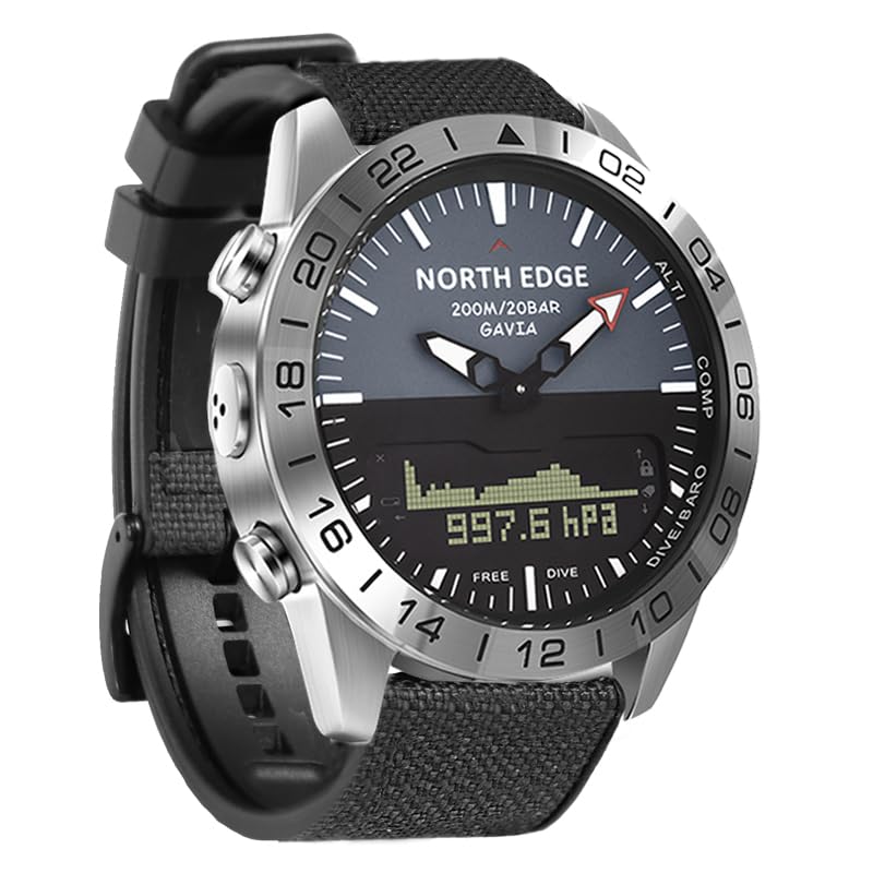 CakCity Men's Analog Digital Altimeter Watch - 20ATM Waterproof Stainless Steel Pilot Watch with Compass for Diving, Hiking & Outdoor Sports | Perfect for Adventurers and Professionals