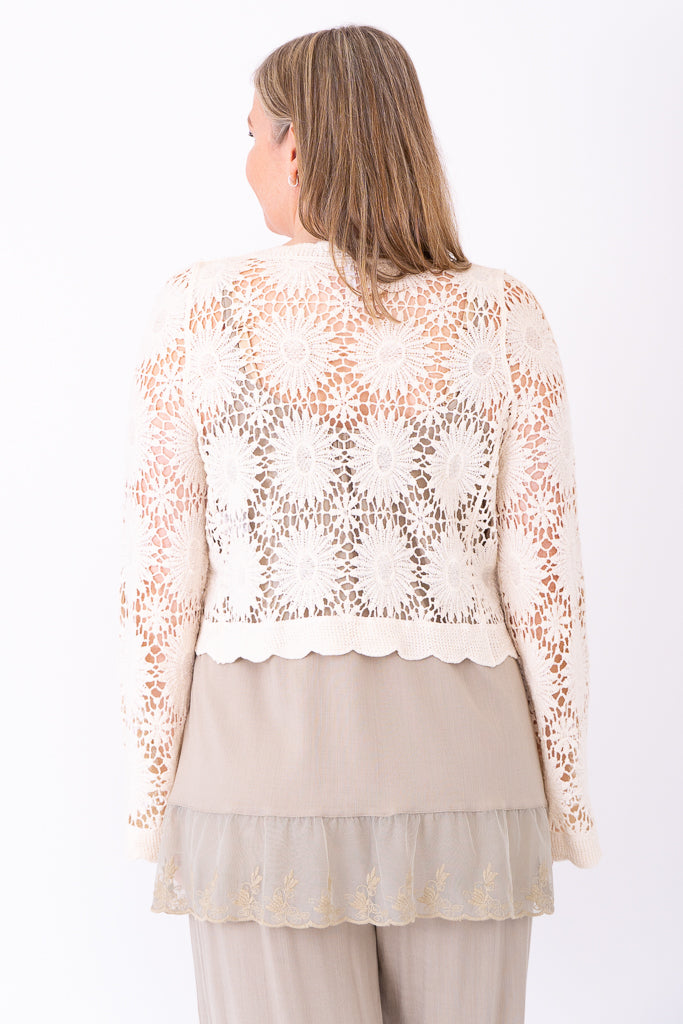 Handmade Crochet Sweater for Women - 100% Natural Cotton Knitwear - Cozy Boho Chic Pullover for Fall & Winter - Perfect for Casual Wear, Coffee Dates and Weekend Outings
