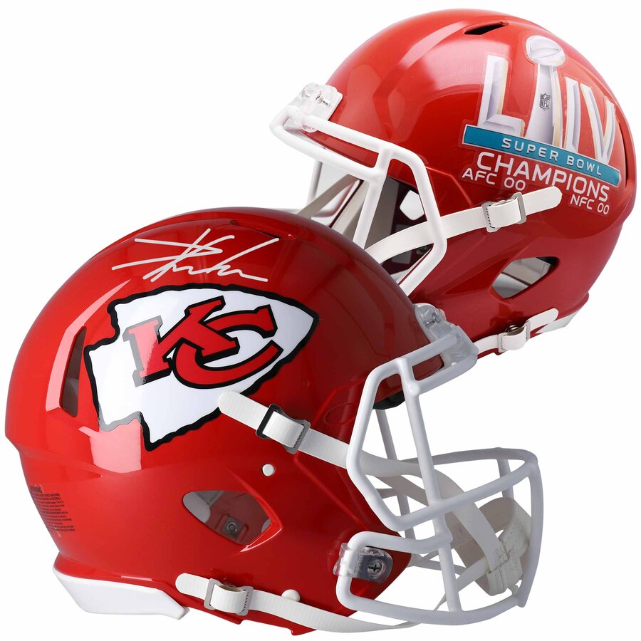Travis Kelce Kansas City Chiefs Super Bowl LIV Champions Autographed Riddell Speed Replica Helmet - Authentic NFL Collectible for Fans, Sports Memorabilia, and Man Cave Decor