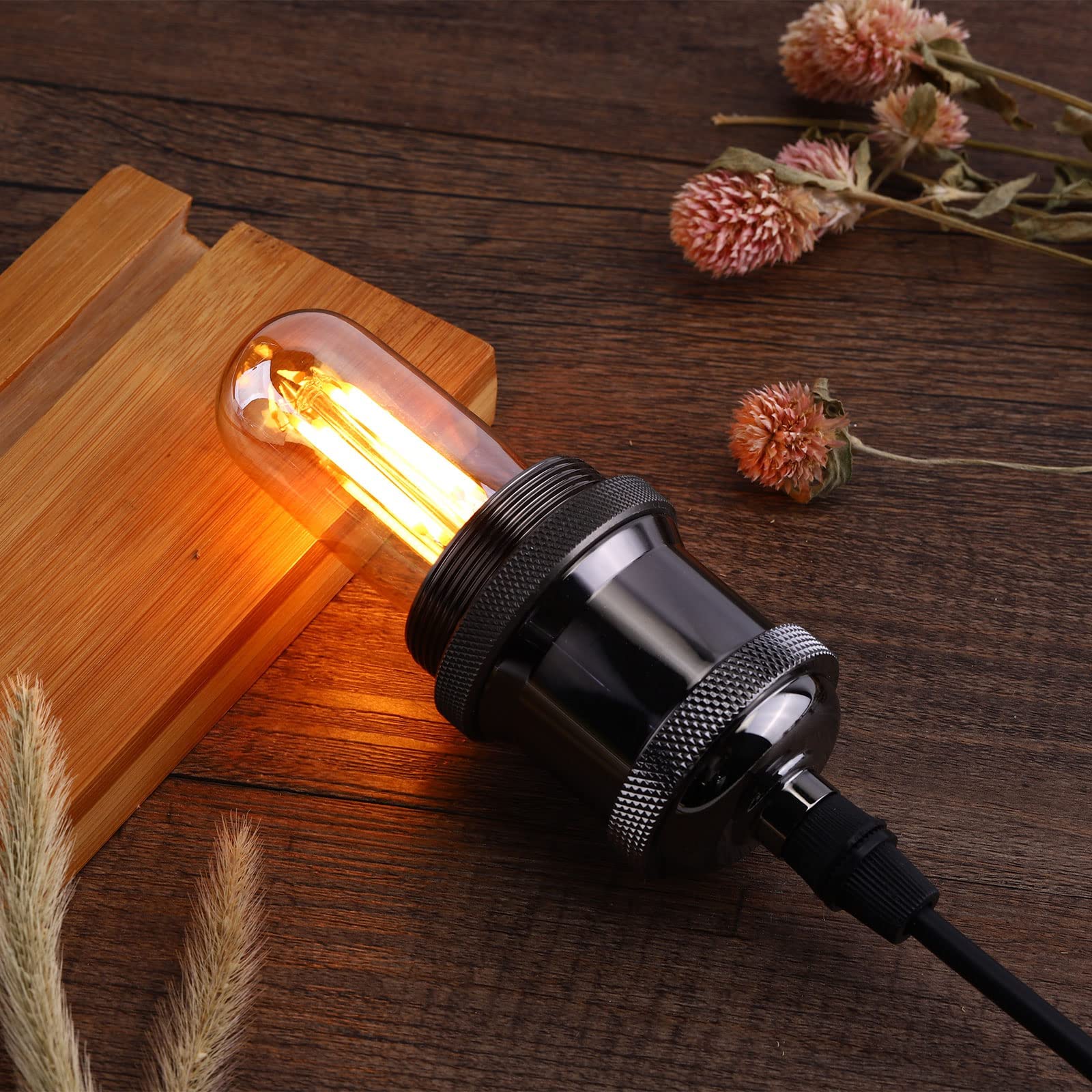 6 Pack T32 T12 Dimmable LED Tube Bulbs - 4W (40W Equivalent) Warm Amber Glass with E26 Base - Perfect for Chandeliers, Wall Sconces, Floor Lamps, Table Lamps & Indoor Lighting - Ideal for Living Rooms, Bedrooms, Restaurants and Cozy Spaces