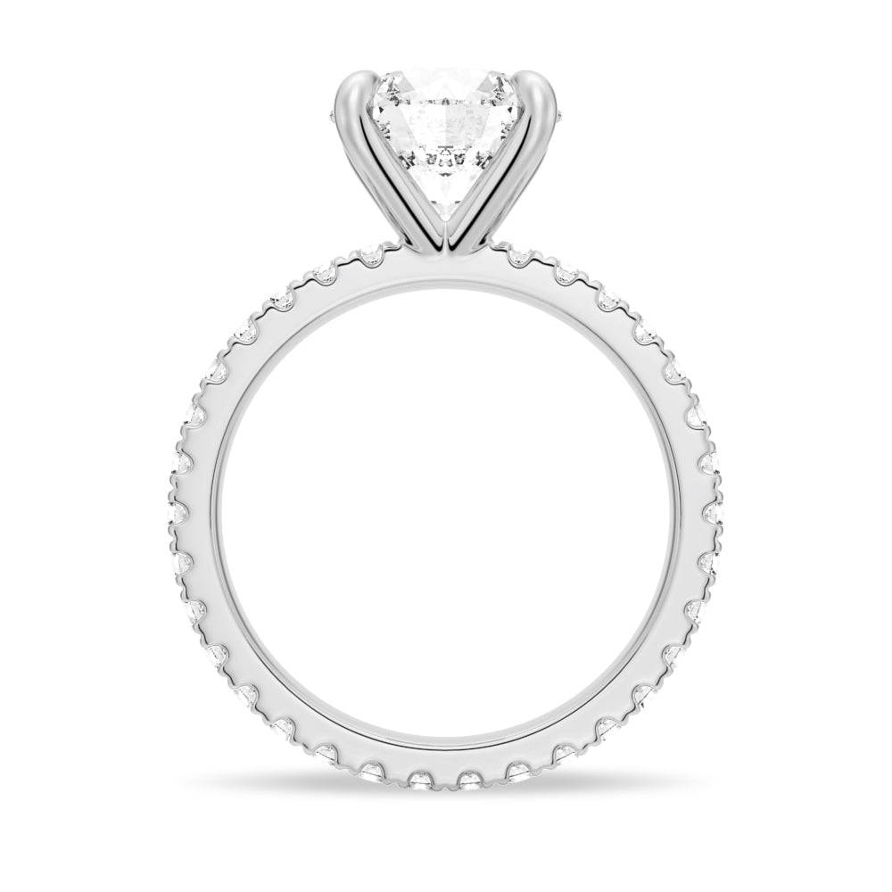 Round Moissanite Engagement Ring with Eternity Pave Band - Sparkling Wedding Jewelry for Proposals, Anniversaries & Special Occasions
