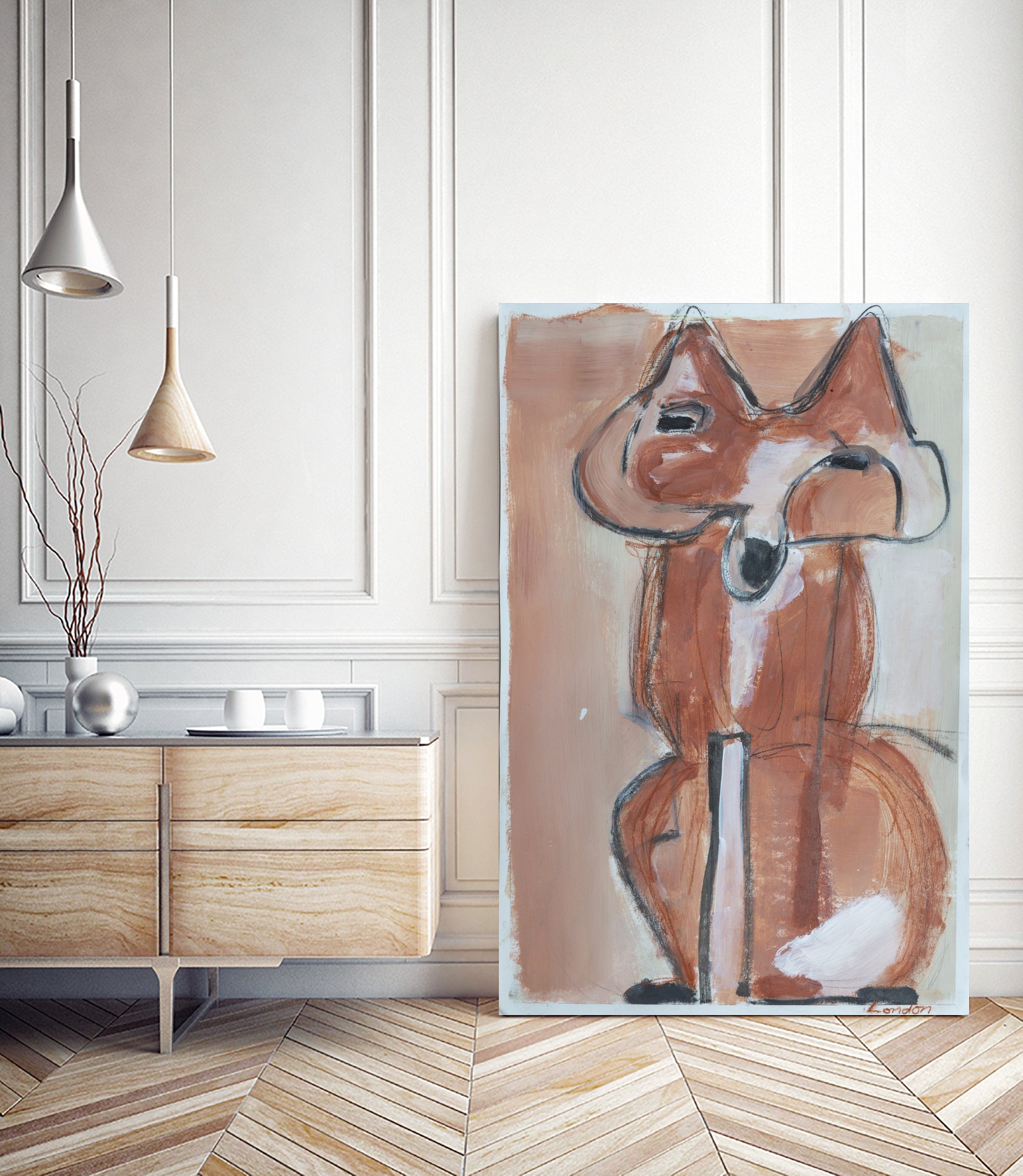 Abstract Red Fox Wall Art - Modern Canvas Painting for Home & Office Decor - Perfect for Living Room, Bedroom, or Office Spaces