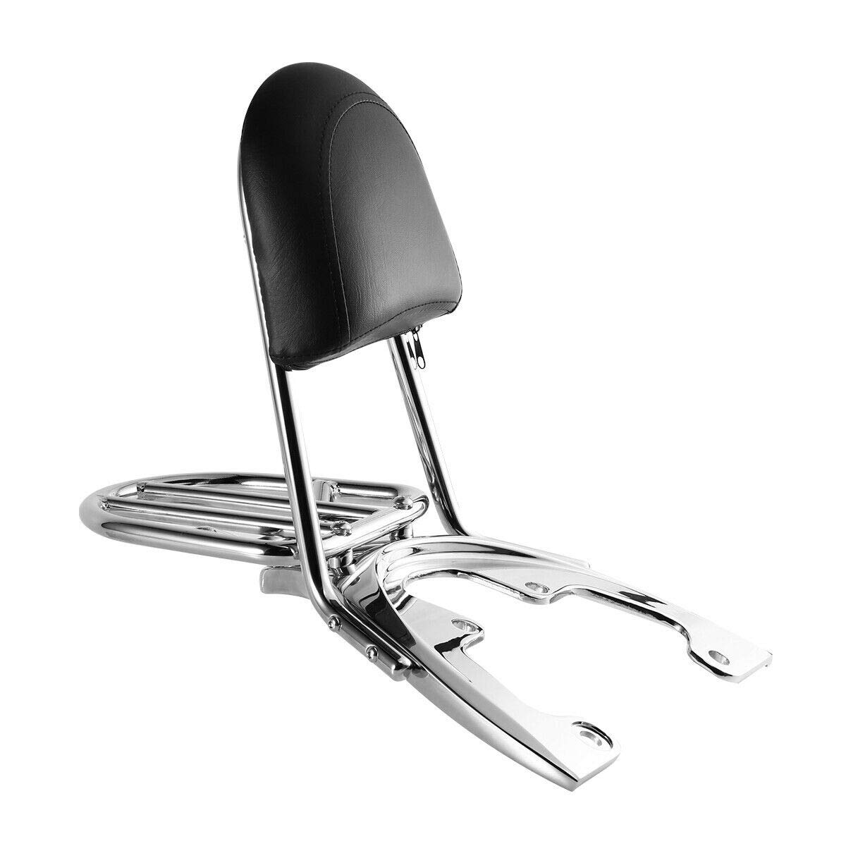 TCT-Motorparts Sissy Bar Backrest Pad with Luggage Rack Kit - Compatible with Harley VRSCAW VRSCDX VRSCX Models (2007-2011) 240 Rear Tire | Comfortable & Stylish Upgrade for Long Rides & Touring