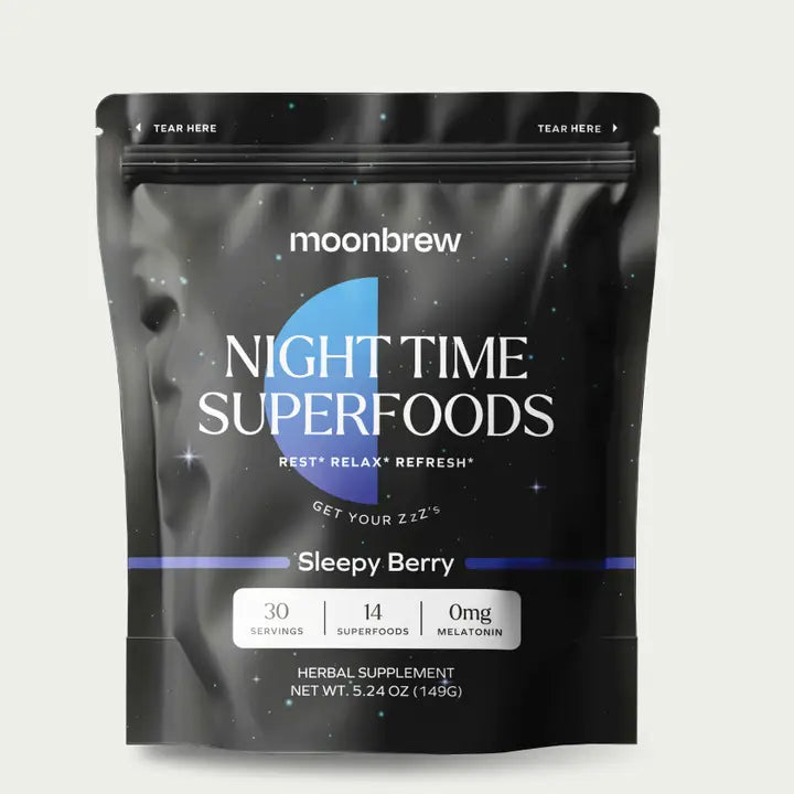 Moonbrew Night Time Tea with Cocoa Blend - Relaxing Herbal Tea for Sleep & Stress Relief - Perfect for Evening Relaxation & Bedtime Rituals