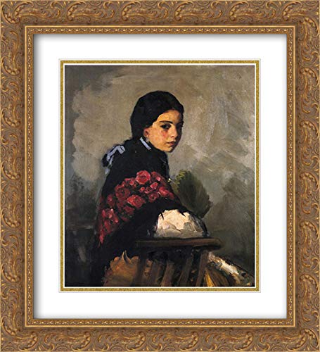 Robert Henri Spanish Girl 20x22 Inch Gold Ornate Frame Double Matted Museum Art Print - Perfect for Living Room, Bedroom, or Office Wall Decor
