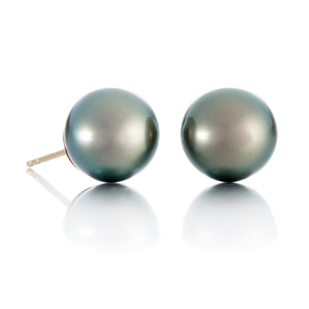 11mm Gray Tahitian Pearl Earrings for Women - Genuine Pearl Stud Earrings with Sterling Silver Post - Perfect for Weddings, Parties & Special Occasions