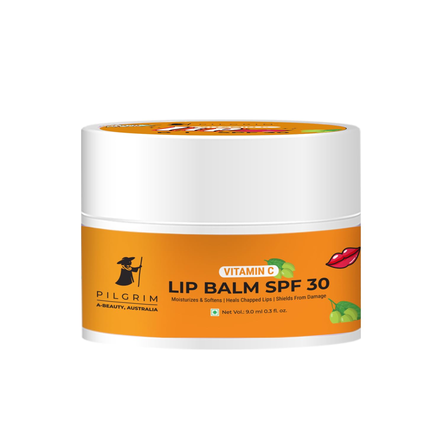 Pilgrim Vitamin C SPF 30 Lip Balm with Kakadu Plum & Shea Butter - Moisturizing & Soothing Treatment for Dry, Chapped Lips - Unisex Hydrating Lip Care (9g) | Perfect for Outdoor Activities, Daily Sun Protection & Winter Lip Care