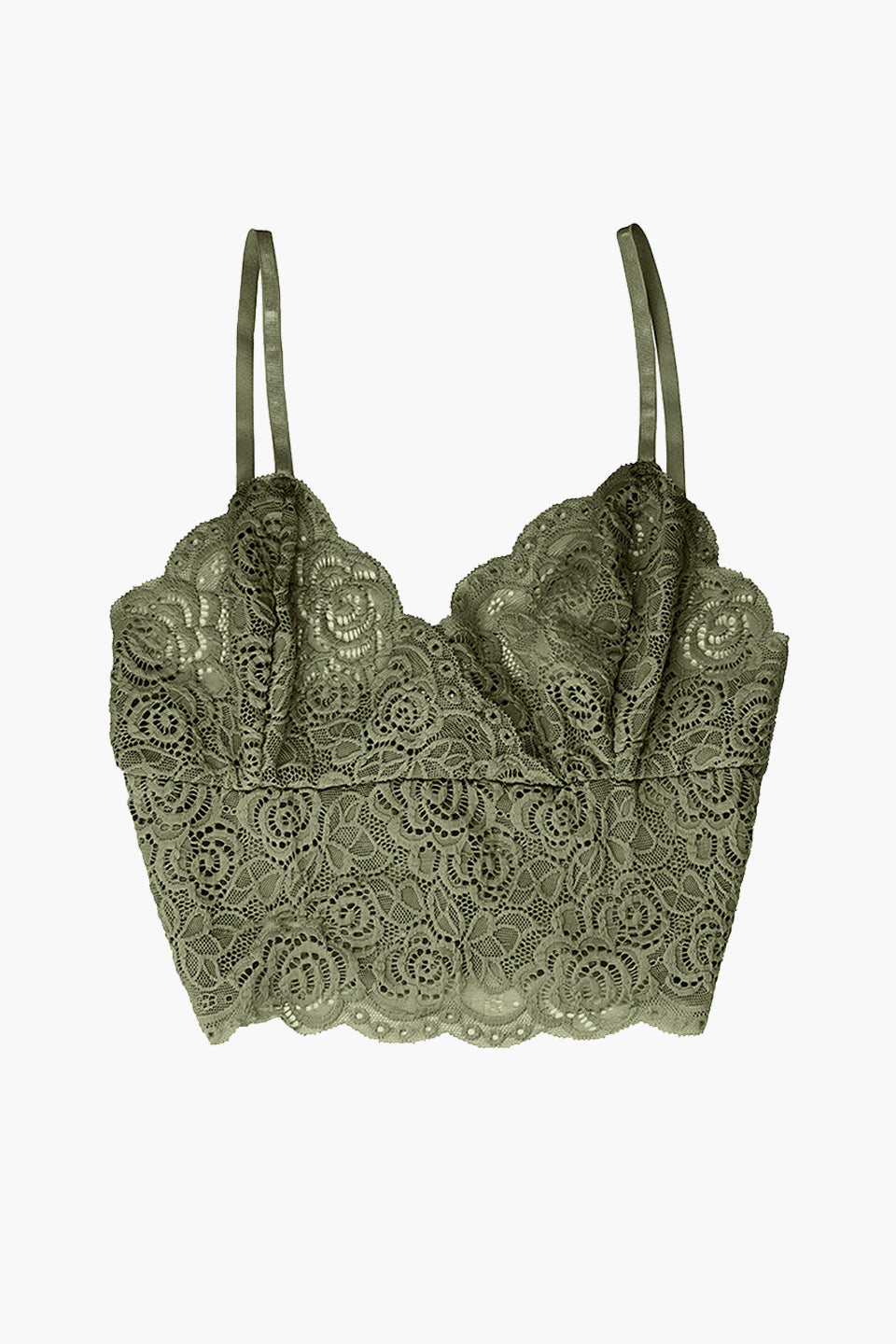Strappy Olive Lace Bralette - Comfortable Wireless Bralette for Women, Sexy Lingerie for Everyday Wear, Perfect for Yoga, Lounge & Sleepwear