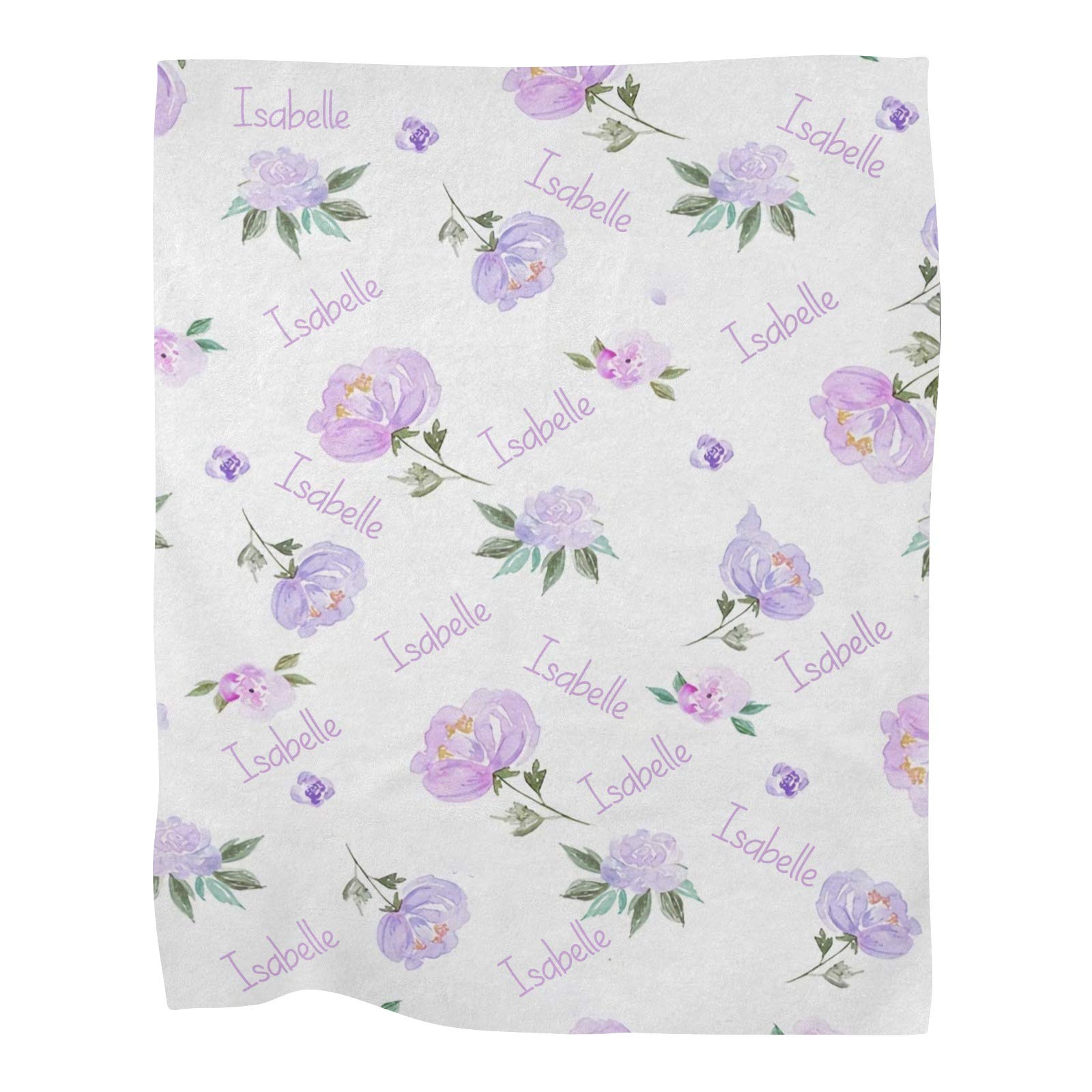 Custom Personalized Purple Floral Baby Blanket - Super Soft Fleece Nursery Blanket for Boys & Girls (30x40 Inches) | Perfect for Newborn Gifts, Christening, Birthday & Nursery Decor