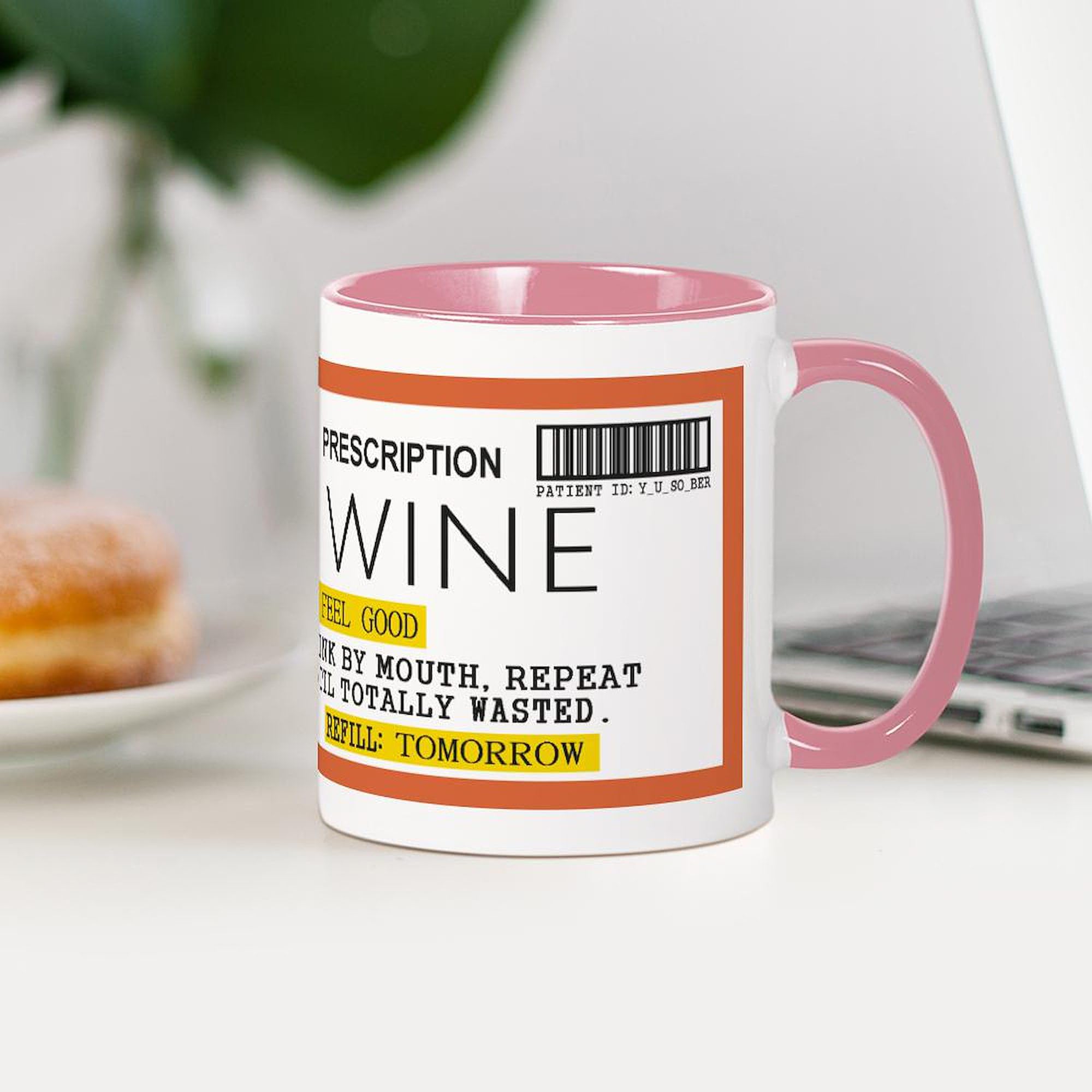 Wine Prescription Ceramic Coffee Mug 11 oz (325 ml) - Funny Doctor-Themed Gift for Wine Lovers, Perfect for Coffee, Tea & Hot Drinks at Home or Office