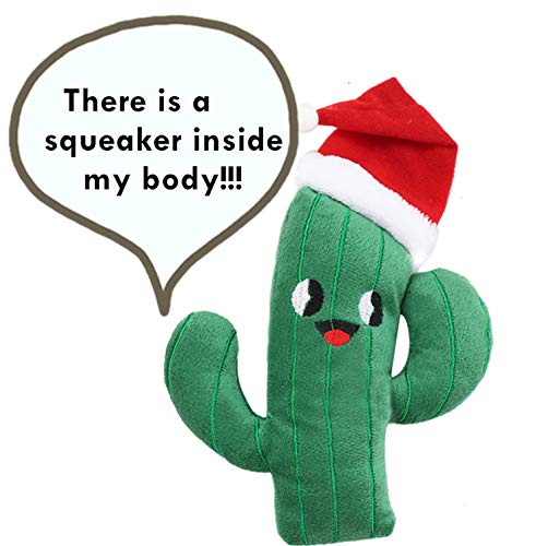 Cactus Dog Squeaky Toy for Small Dogs - Christmas Plush Puppy Chew Toy for Teething Puppies | Perfect for Holiday Gifts, Playtime & Training | Durable & Safe for Indoor & Outdoor Use