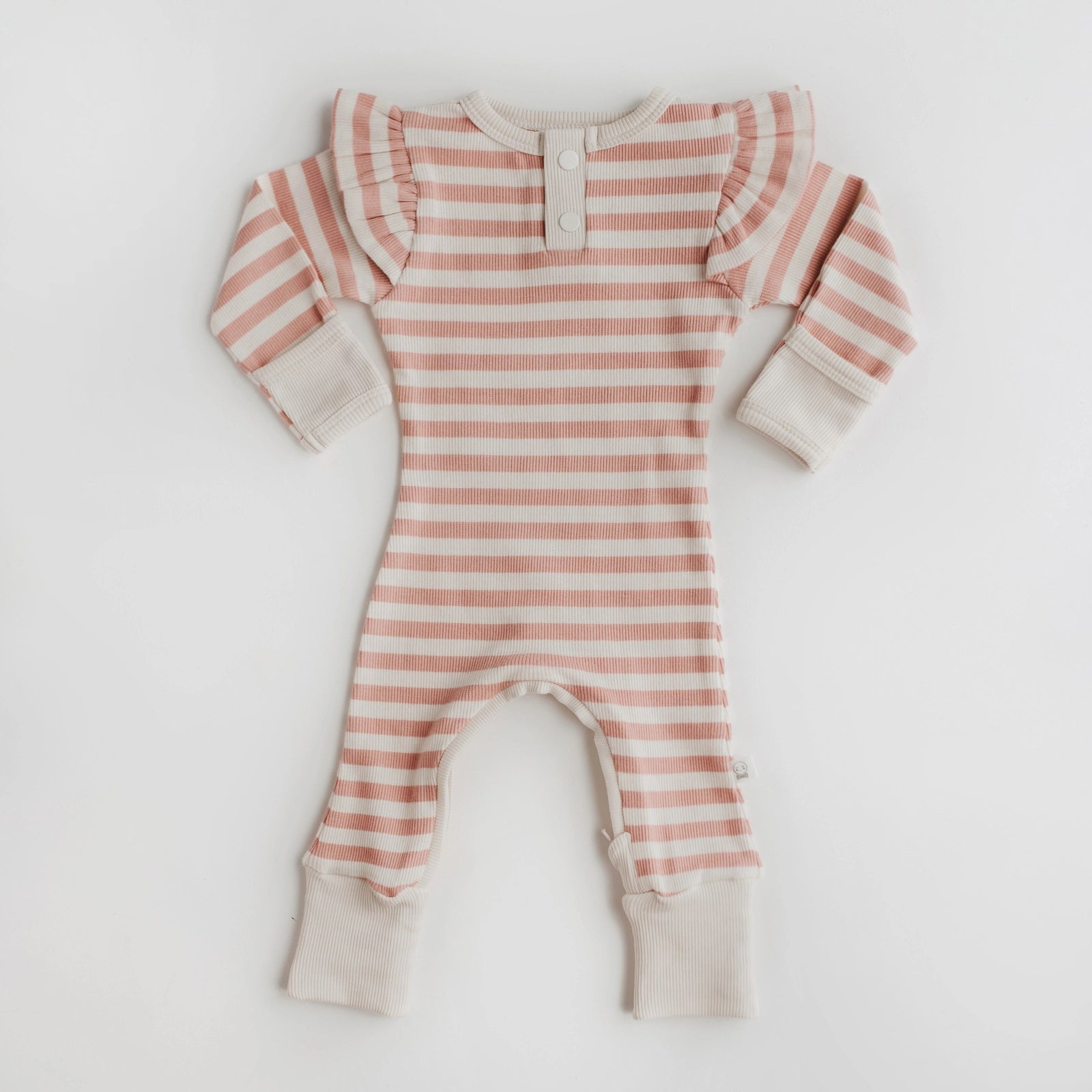 Organic Ribbed Baby Growsuit - Snuggle Hunny Rose Stripe - Soft Cotton Infant Romper for Newborns & Toddlers - Perfect for Playtime, Naptime & Photo Shoots