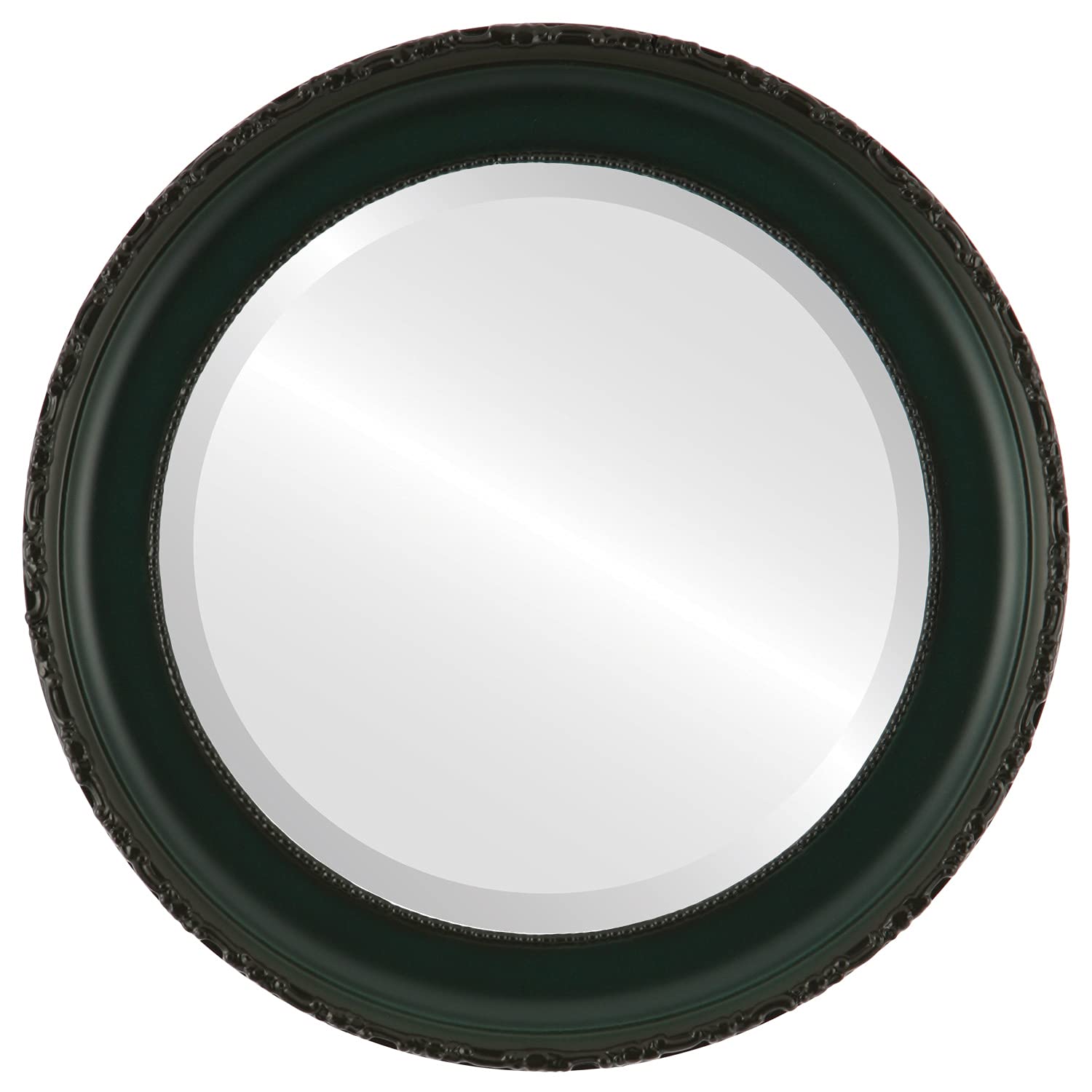 Ovalcrest 33x33 Inch Round Wooden Beveled Wall Mirror - Hunter Green Frame for Bathroom, Bedroom, Living Room & Hallway Decor | Perfect for Vanity, Entryway & Home Staging