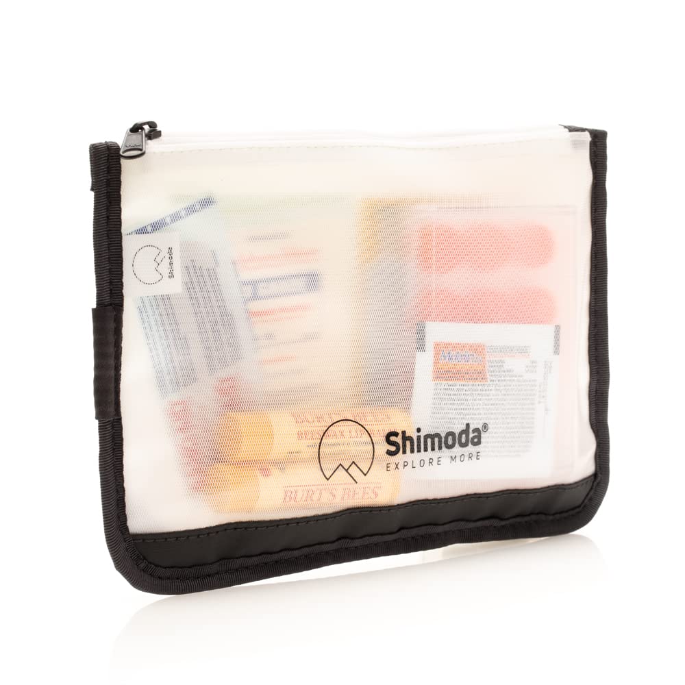 Shimoda Travel Pouch - Waterproof Organizer for Face Masks, Toiletries & Essentials - Compact Black Storage Bag (520-228) - Perfect for Air Travel, Camping & Daily Commute