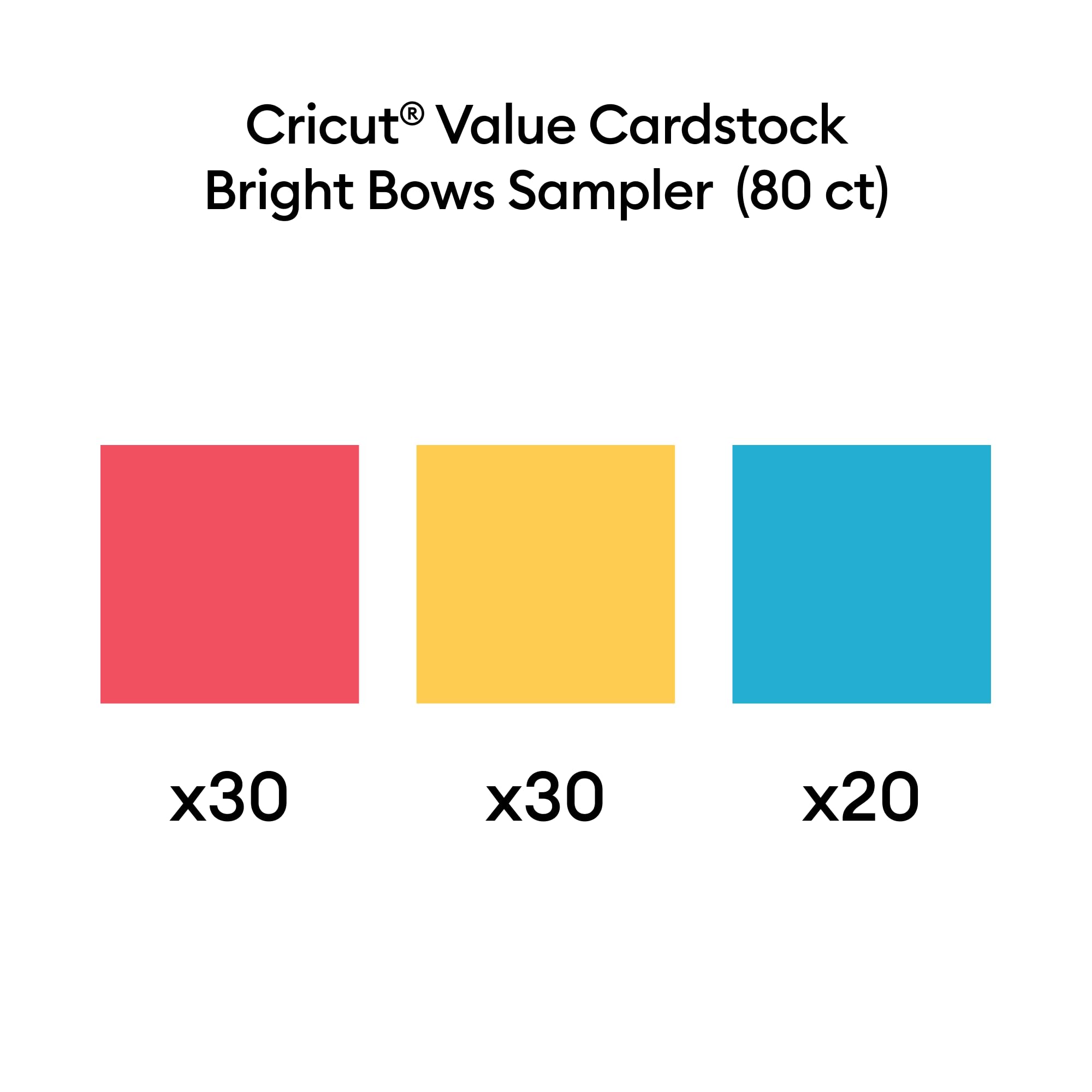 Cricut® Value Cardstock - Bright Bows Sampler, 8.5 x 11 Inches, 80 Sheets | Premium Scrapbooking Paper for DIY Crafts, Greeting Cards & Home Decor Projects