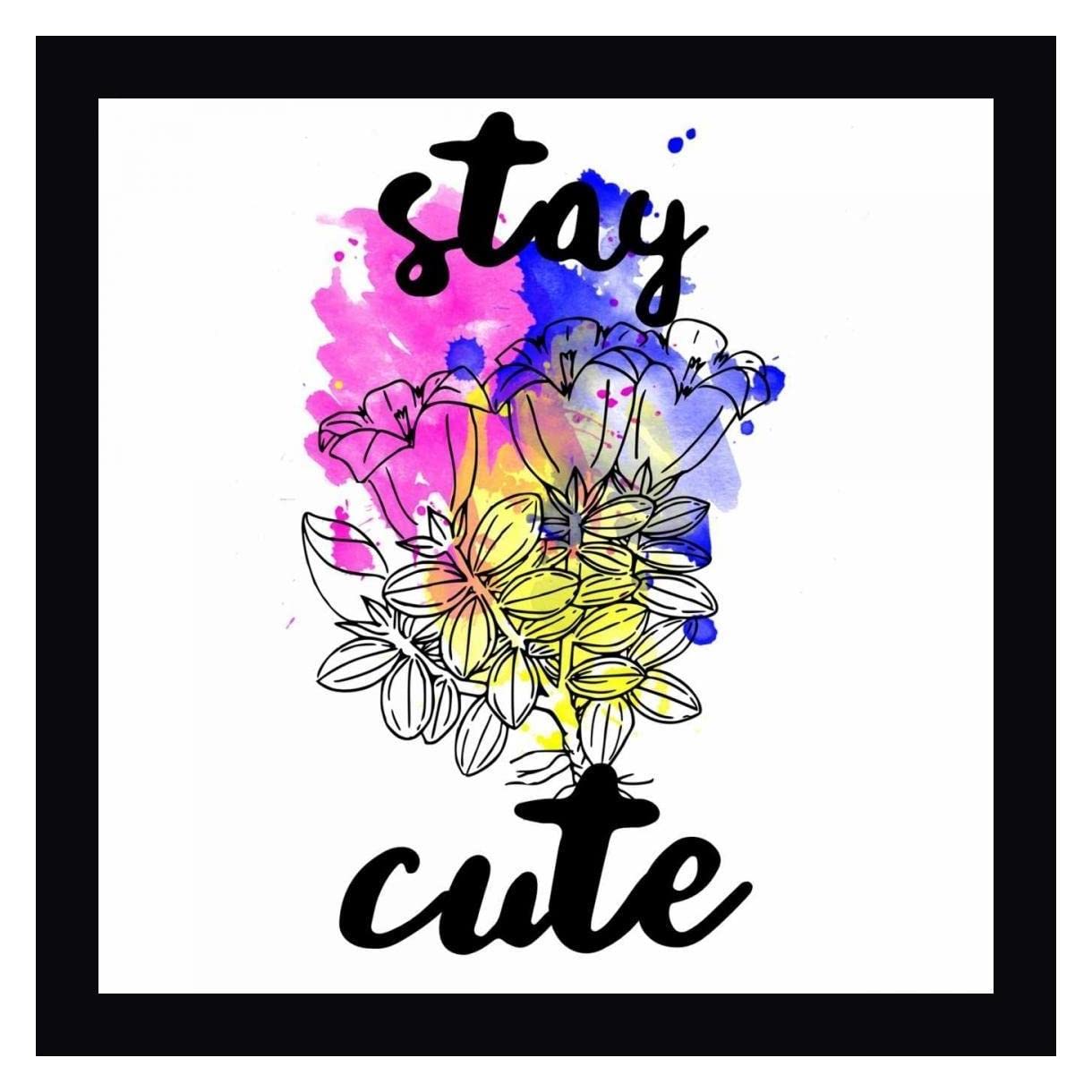 Stay Cute Splash by Jelena Matic - 20x20 Inch Framed Canvas Wall Art Print with Black Frame - Ready to Hang - Perfect for Living Room, Bedroom & Office Decor