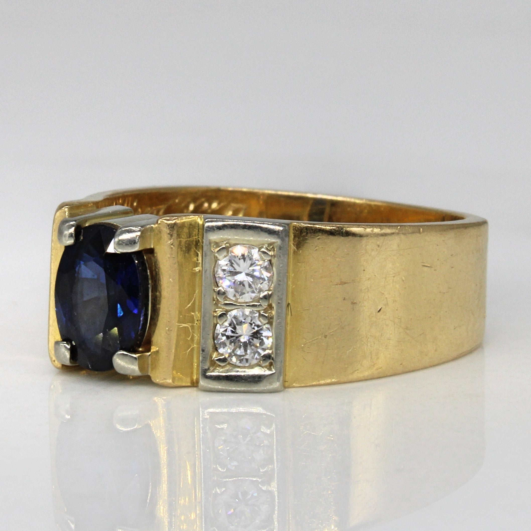 Exquisite 0.70ct Sapphire & Diamond Three Stone Engagement Ring (0.15ctw Diamonds) - Size 6.25 - Perfect for Anniversary Gifts & Proposal Jewelry